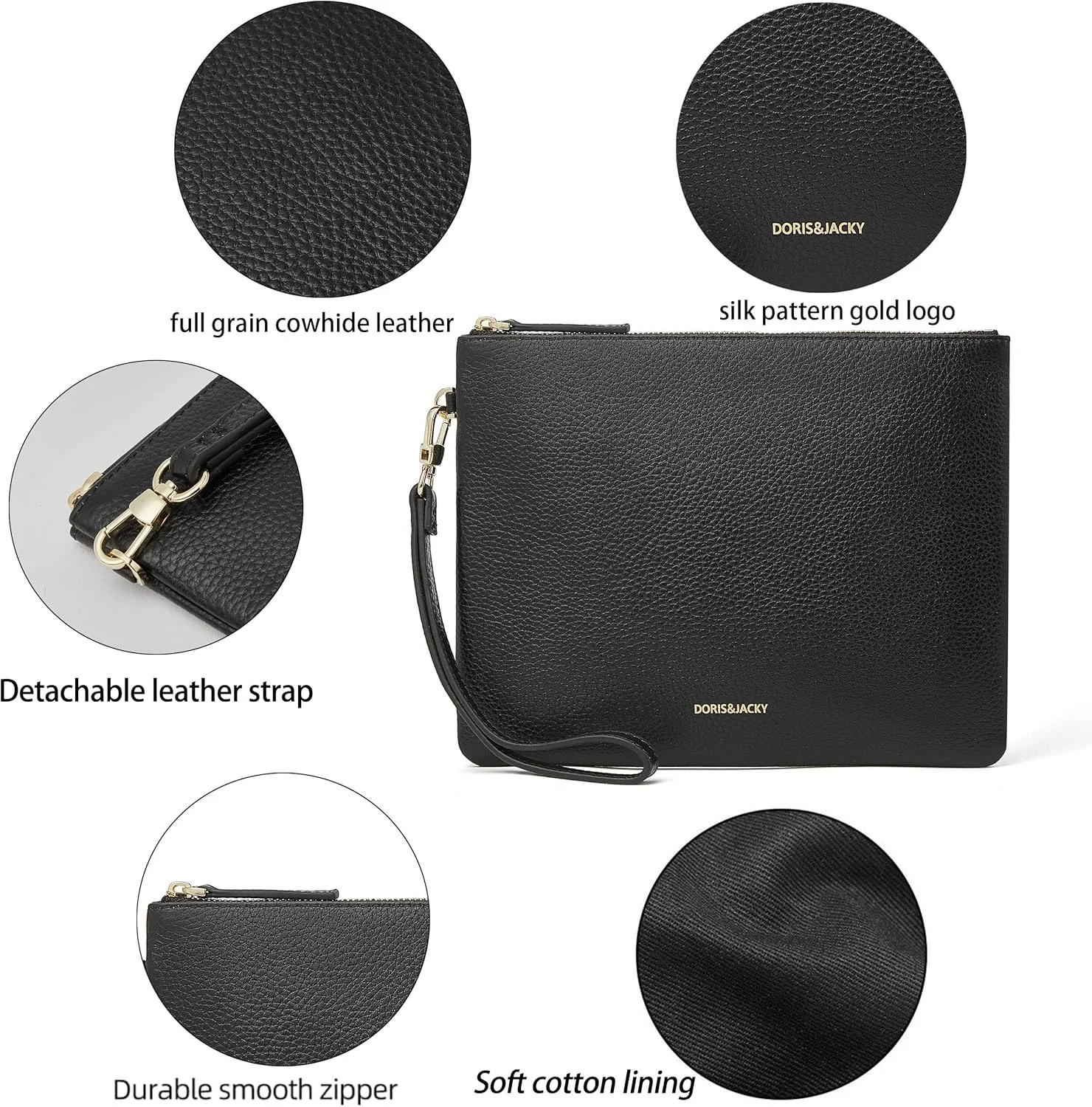 کیف کلاچ زنانه Doris&Jacky مدل 001 با بند چرمی