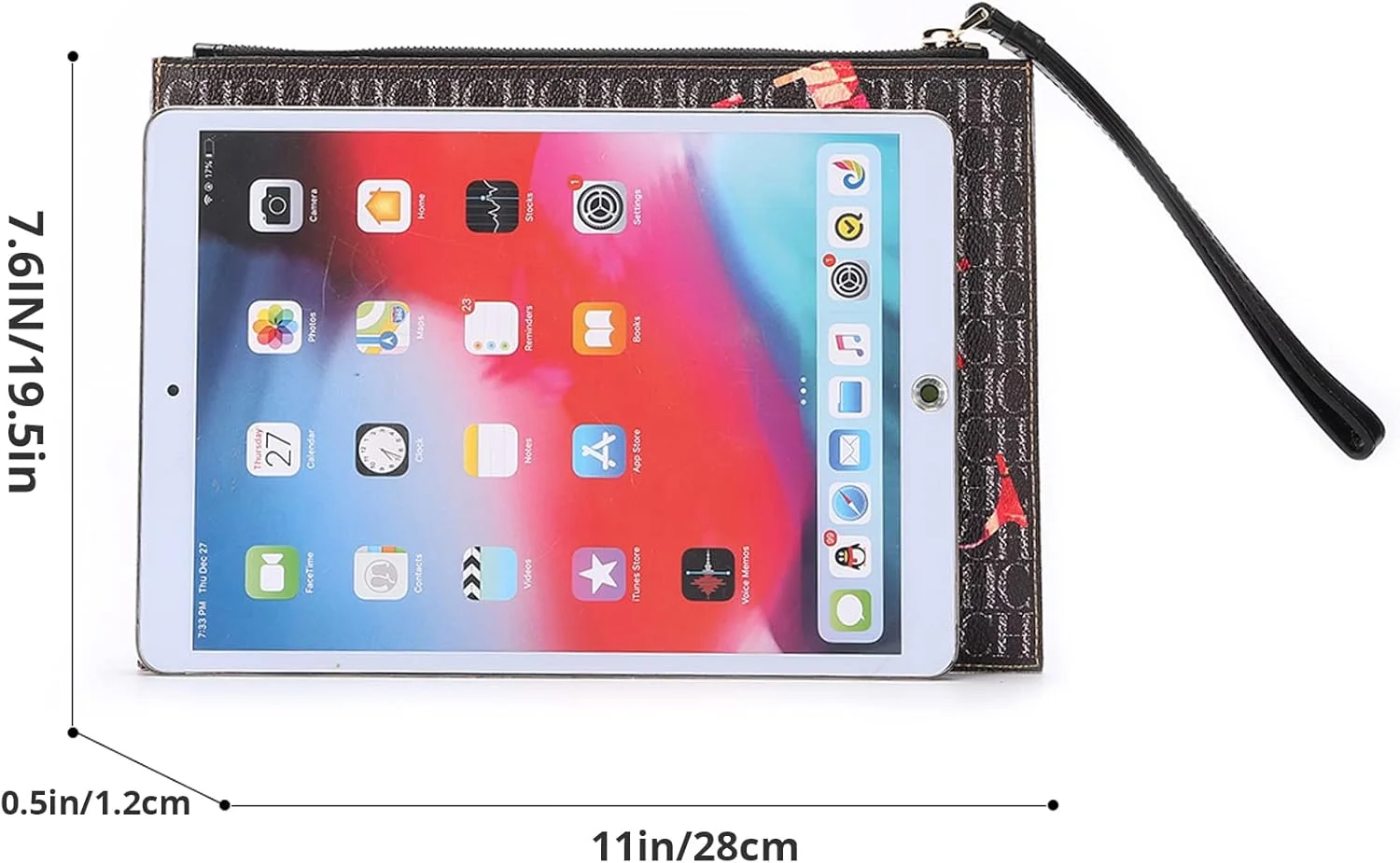 کیف پول کلاچ مچی چرم زنانه CHCH، کیف بزرگ و نرم با زیپ طلایی و بند (مشکی)