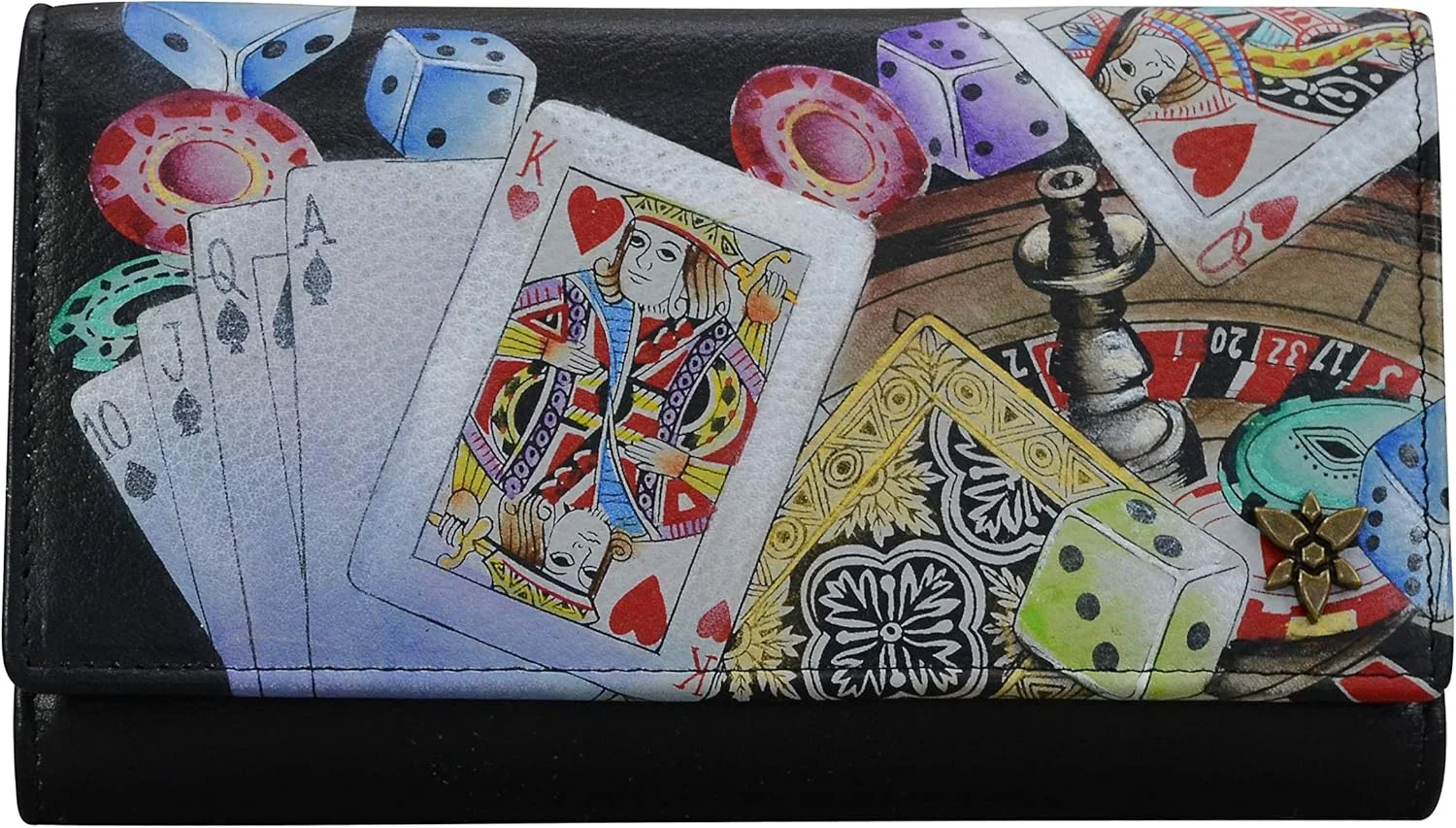 کیف پول کلاچ چرمی اصل دست‌ساز و دست‌نقاشی شده زنانه آنوشکا با محافظ RFID