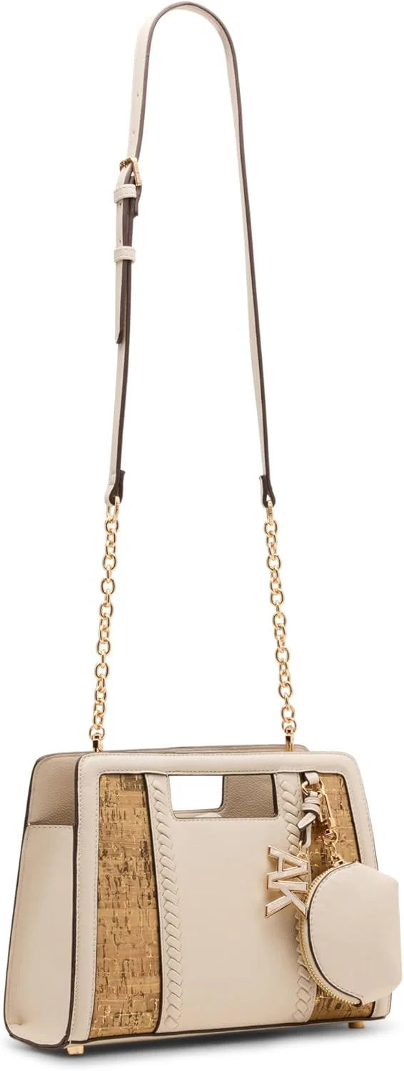کیف کلاچ چوب پنبه ای زنانه Anne Klein با بند قابل تبدیل، رنگ پوست پیازی، کوچک