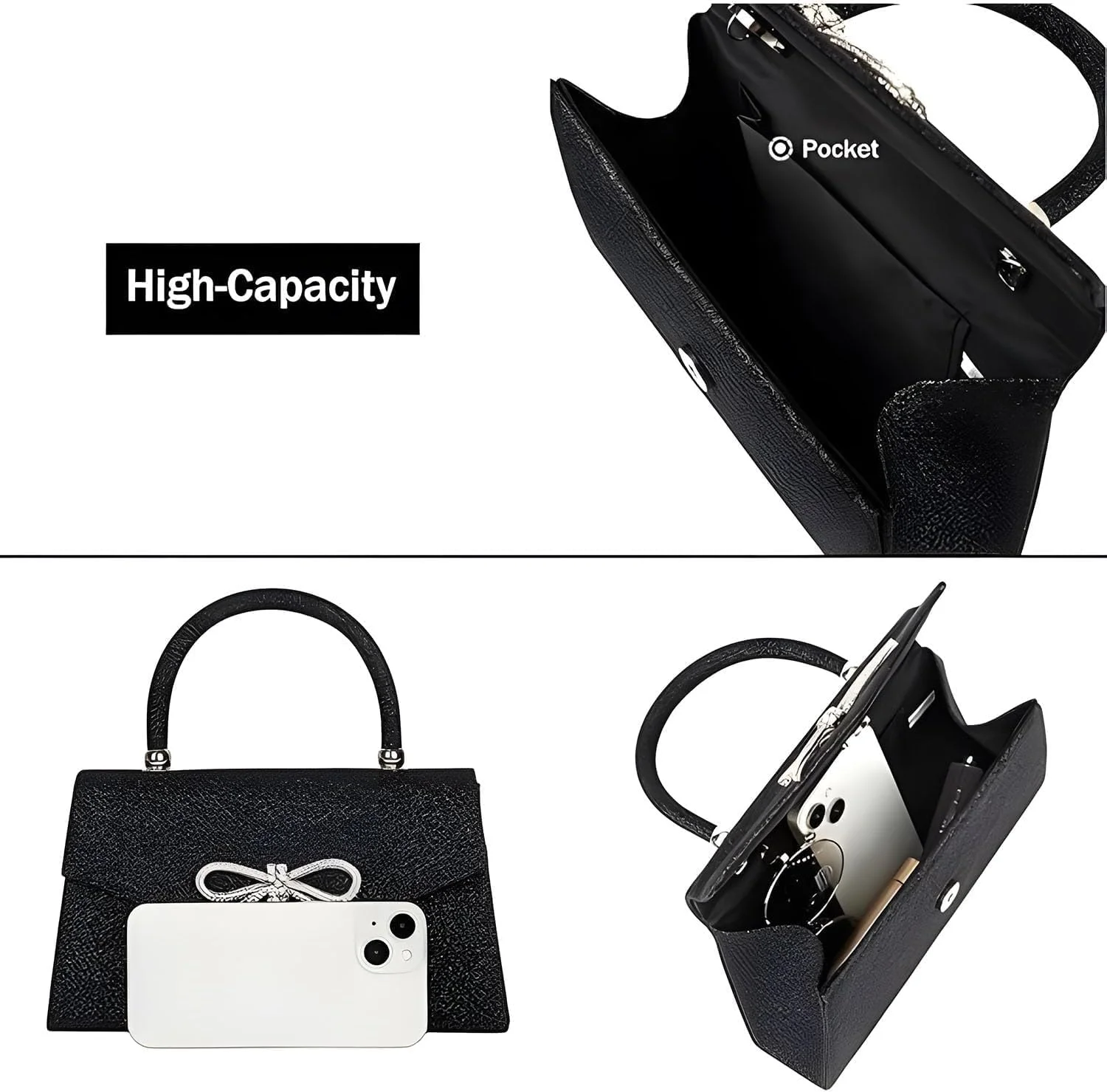 کیف مجلسی زنانه، کیف کلاچ نگین دار درخشان، ایده آل برای مهمانی ها و لباس های کوکتل، گزینه هدیه لوکس، طراحی جمع و جور و در عین حال جادار