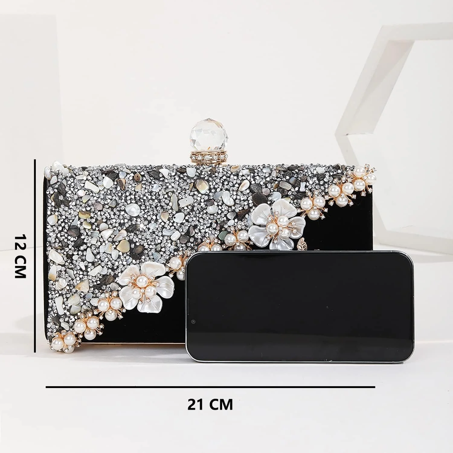 کیف دستی مجلسی زنانه آرابست با طرح گل های رنگارنگ، مناسب عروسی، مهمانی و کوکتل