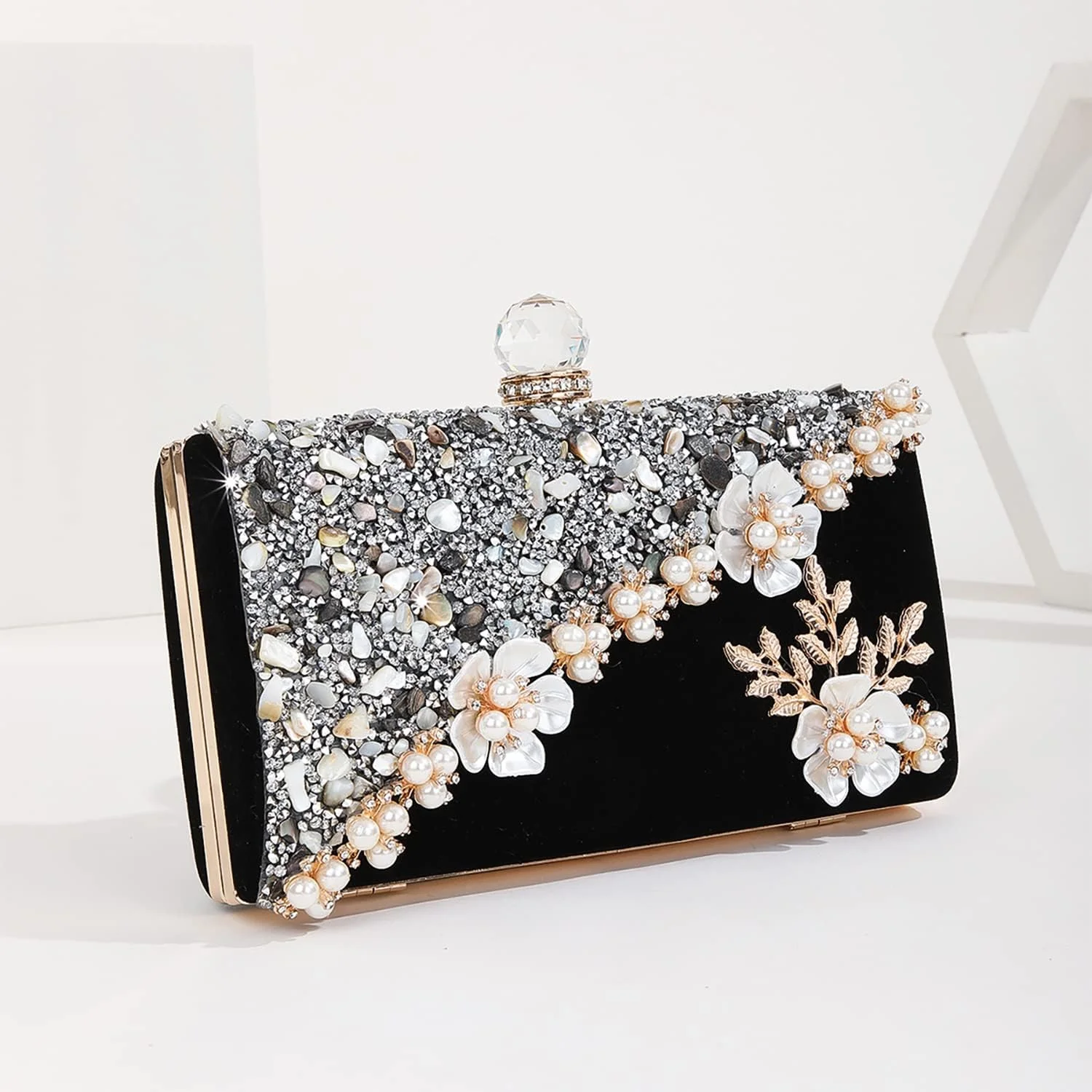 کیف دستی مجلسی زنانه آرابست با طرح گل های رنگارنگ، مناسب عروسی، مهمانی و کوکتل