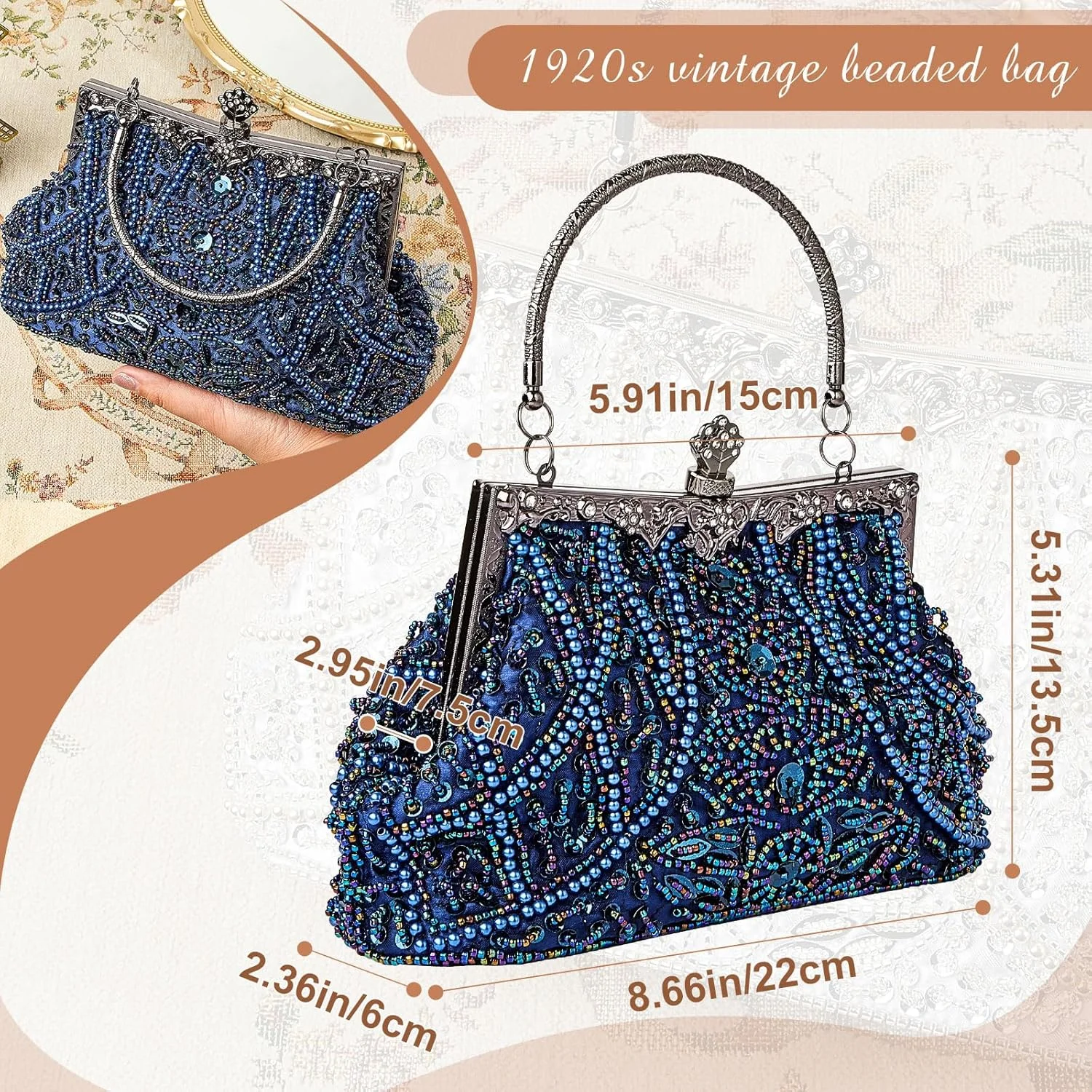 کیف دستی مجلسی زنانه مدل Flapper با تزیینات مهره ای، مناسب مهمانی های رسمی و عروسی، اکسسوری های دهه 1920 کیف دستی مجلسی زنانه مدل Flapper با تزیینات مهره ای، مناسب مهمانی های رسمی و عروسی، اکسسوری های دهه 1920