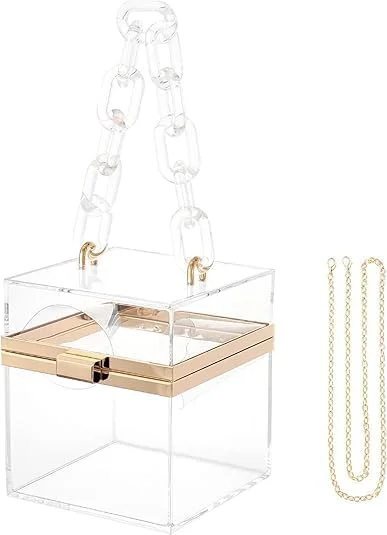 کیف دستی مجلسی شفاف اکریلیک با قاب سخت نئونی و زنجیر طلایی، کیف شب شفاف برای عروسی، مهمانی و مناسبت های خاص (شفاف) کیف دستی مجلسی شفاف اکریلیک با قاب سخت نئونی و زنجیر طلایی، کیف شب شفاف برای عروسی، مهمانی و مناسبت های خاص (شفاف)