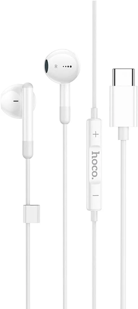 هندزفری سیمی دیجیتال Hoco M93 Small - Joy با میکروفون، رابط: Type-C، طول کابل: 1.2 متر، سازگار با رابط Type-C هوآوی، شیائومی، وان پلاس، آیپد پرو/آیپد ایر، سفید