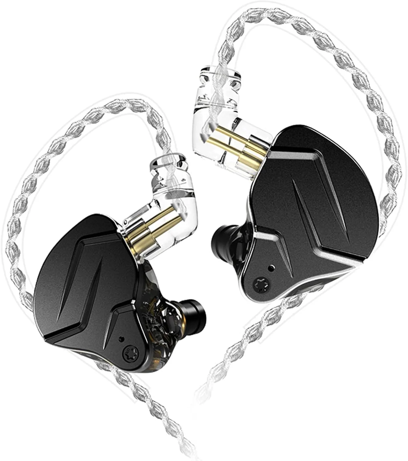 گوشی مانیتور داخل گوش KZ ZSN Pro X IEM، هدفون سیمی گیمینگ، هدفون HiFi KZ با درایور دوگانه هیبریدی 1ba 1dd با کیفیت بالا، گوشی داخل گوش با کابل جداشدنی بدون گره (مشکی، بدون میکروفون)