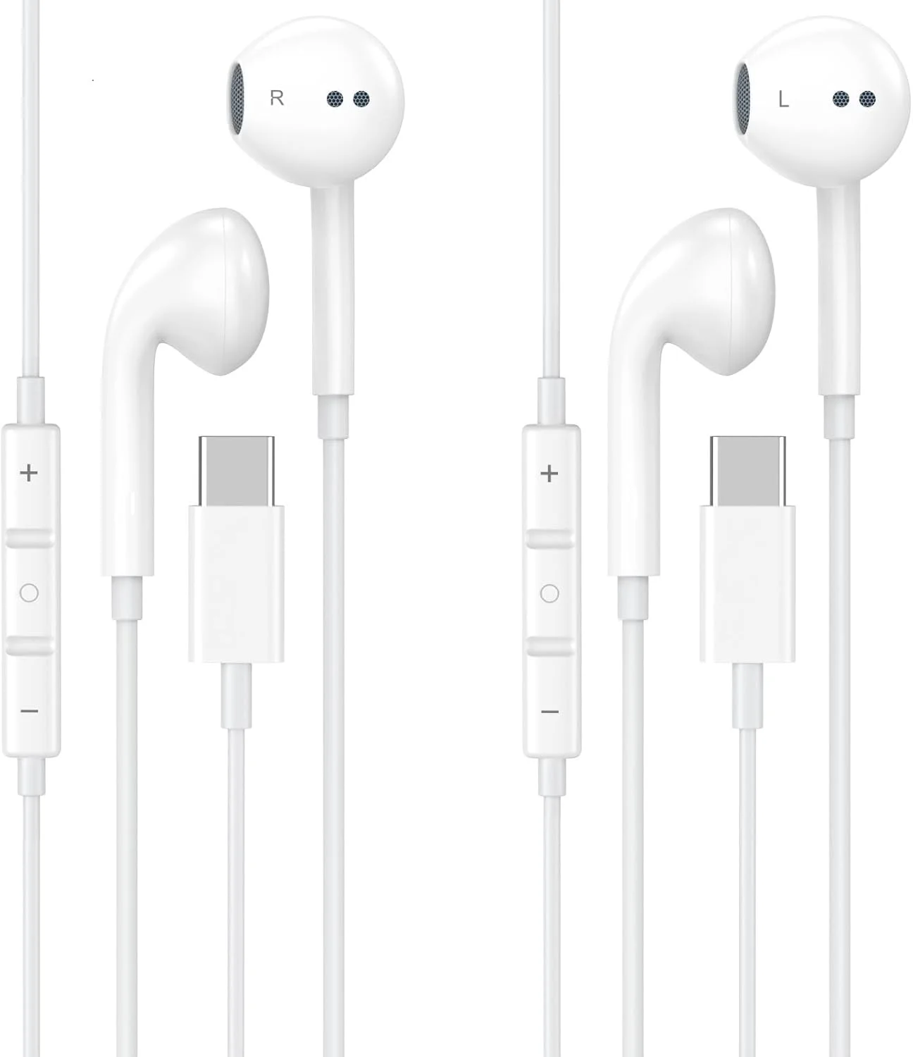 هدفون USB C بسته 2 عددی، هدفون سیمی داخل گوشی USB Type C با میکروفون و کنترل صدا سازگار با iPhone 17 16 16 Pro Max، 15 Pro/Pro Max، iPad Pro، Samsung Galaxy S25