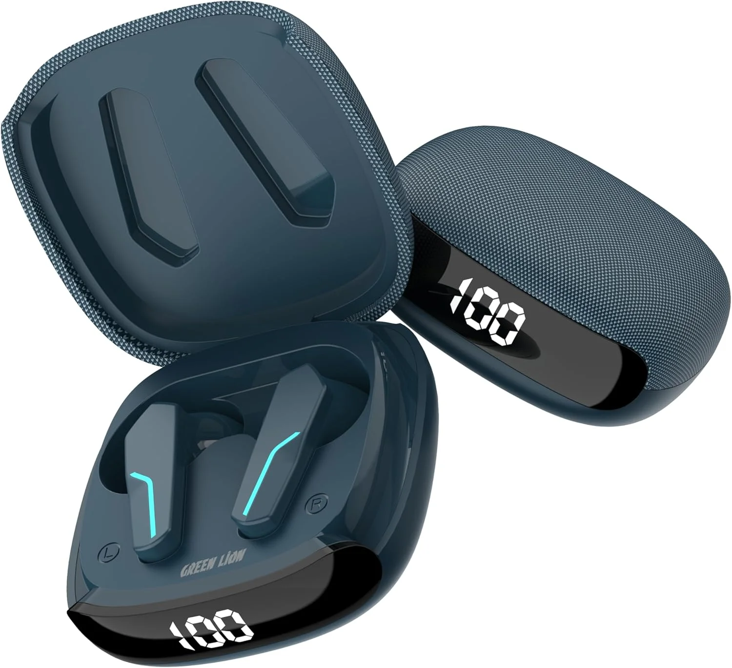 هدفون بی سیم Green Lion Interlaken، هدفون بلوتوث 5.4 با میکروفون دوگانه ENC برای تماس های شفاف، 7 ساعت پخش، IPX5 ضد آب و چراغ های تنفسی (آبی)