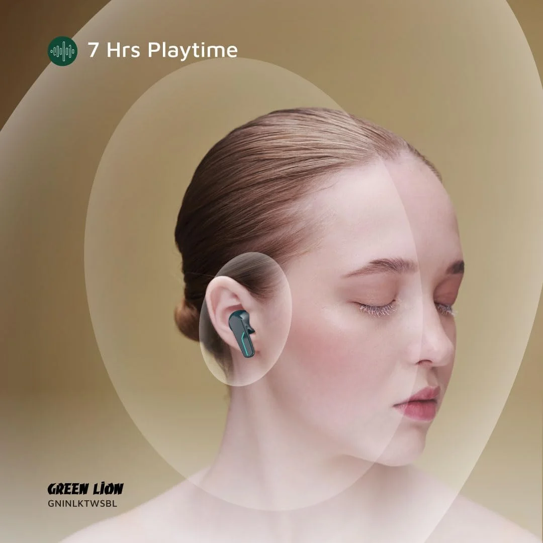 هدفون بی سیم Green Lion Interlaken، هدفون بلوتوث 5.4 با میکروفون دوگانه ENC برای تماس های شفاف، 7 ساعت پخش، IPX5 ضد آب و چراغ های تنفسی (آبی) هدفون بی سیم Green Lion Interlaken، هدفون بلوتوث 5.4 با میکروفون دوگانه ENC برای تماس های شفاف، 7 ساعت پخش، IPX5 ضد آب و چراغ های تنفسی (آبی)