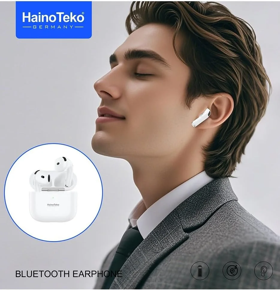هدفون بی سیم استریو هاینو تکو آلمان مدل AIR6 با کنترل لمسی چند منظوره، میکروفون شفاف HD، کیفیت صدای باس بالا و جعبه شارژ برای موبایل های اندروید، تبلت ها و آیفون (سفید) هدفون بی سیم استریو هاینو تکو آلمان مدل AIR6 با کنترل لمسی چند منظوره، میکروفون شفاف HD، کیفیت صدای باس بالا و جعبه شارژ برای موبایل های اندروید، تبلت ها و آیفون (سفید)