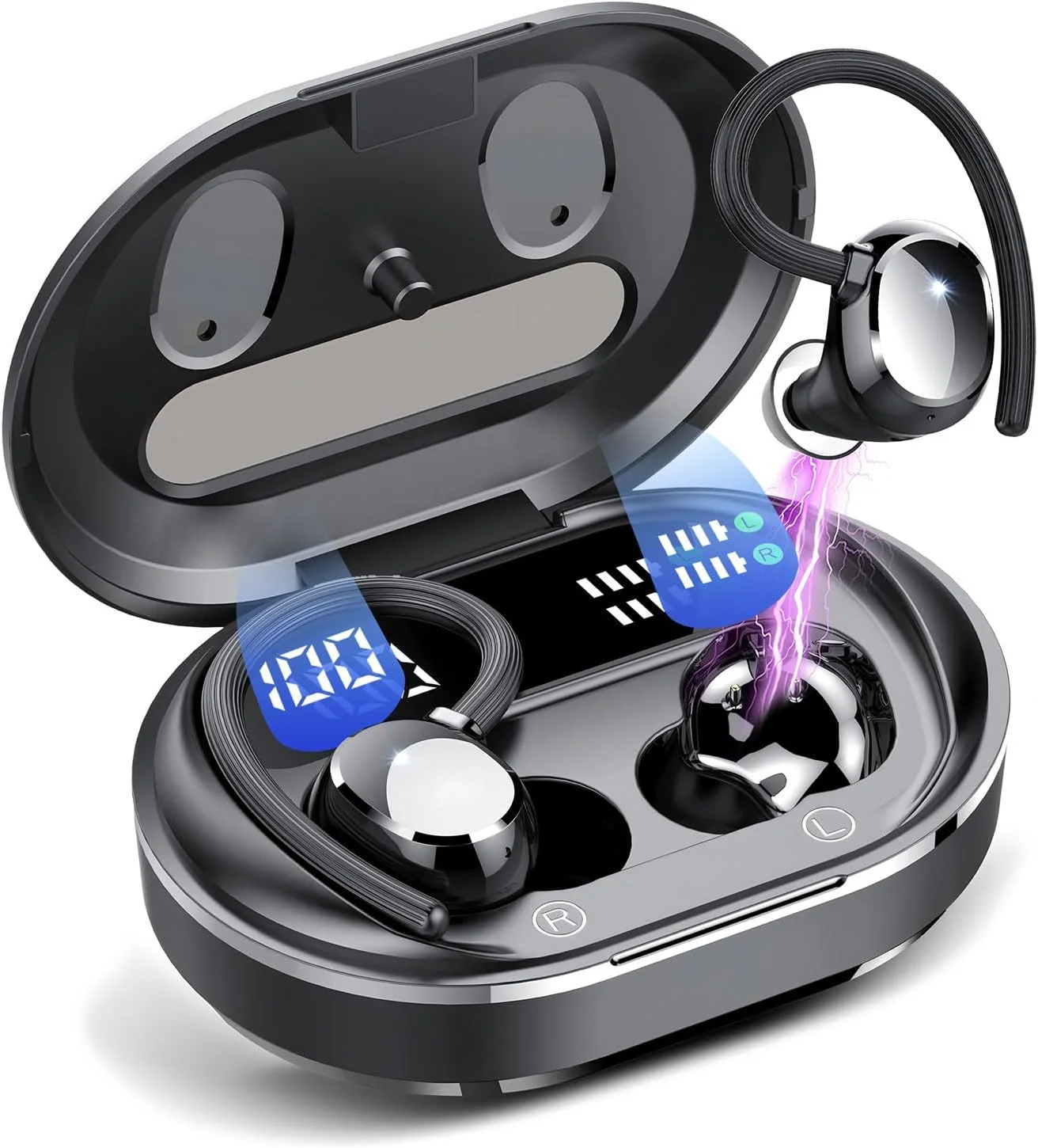 هدفون های ورزشی بلوتوث 5.4 بی سیم گارلو، میکروفون حذف نویز در گوشی، هدفون های ورزشی با قلاب گوشی، ضد آب، 40 ساعت، بیس عمیق، مناسب تمرین و دویدن