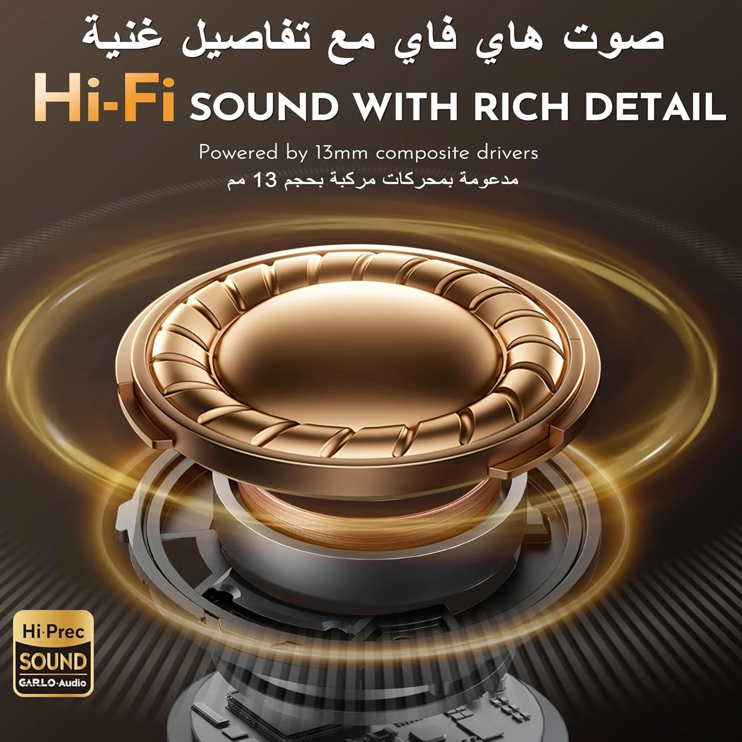 هدفون بی سیم بلوتوثی Garlo با قابلیت حذف نویز فعال، 4 میکروفون برای مکالمات شفاف، عمر باتری 40 ساعته، نمایشگر LED، اتصال چند نقطه ای، صدای باس عمیق و ضد آب