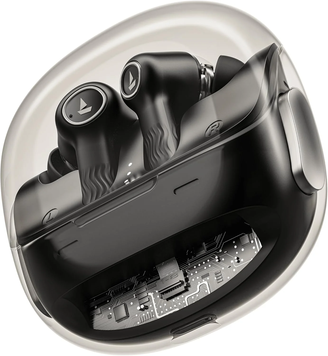 هدفون بی سیم بلوتوثی بوآت Nirvana Crystl با محفظه شفاف، صدای فضایی، حذف نویز فعال (~32dB)، باتری 100 ساعته، 4 میکروفون ENx، اتصال دوگانه، پشتیبانی از برنامه، رنگ مشکی کوانتومی هدفون بی سیم بلوتوثی بوآت Nirvana Crystl با محفظه شفاف، صدای فضایی، حذف نویز فعال (~32dB)، باتری 100 ساعته، 4 میکروفون ENx، اتصال دوگانه، پشتیبانی از برنامه، رنگ مشکی کوانتومی