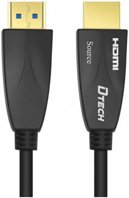 کابل فیبر نوری HDMI مدل DTECH DT-HF2070، رزولوشن 4K @ 60Hz، پهنای باند 18Gbps، موتور نوری پیشرفته داخلی، قطر خارجی 4.8mm، HDCP 2.2 EDID CEC، Plug And Play، 70 متر، مشکی | DT-HF2070