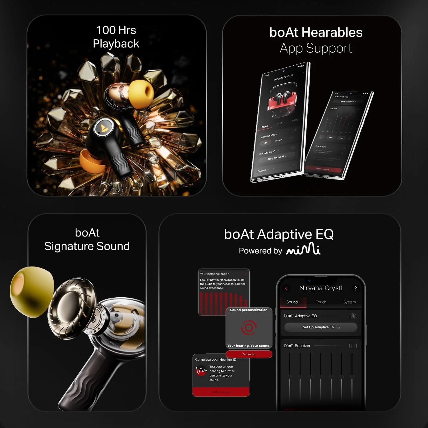 هدفون بی سیم بلوتوثی بوآت Nirvana Crystl با محفظه شفاف، صدای فضایی، حذف نویز فعال (~32dB)، باتری 100 ساعته، 4 میکروفون ENx، اتصال دوگانه، پشتیبانی از برنامه، رنگ مشکی کوانتومی هدفون بی سیم بلوتوثی بوآت Nirvana Crystl با محفظه شفاف، صدای فضایی، حذف نویز فعال (~32dB)، باتری 100 ساعته، 4 میکروفون ENx، اتصال دوگانه، پشتیبانی از برنامه، رنگ مشکی کوانتومی