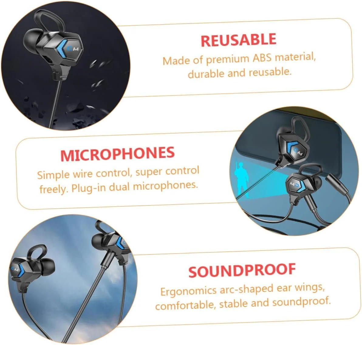 گوشی های گیمینگ حرفه ای BIGTHREE Pro با میکروفون، هدفون های سیمی 3.5 میلی متری داخل گوشی برای کامپیوتر، لپ تاپ و موبایل، گوشی های ای-اسپورت با قابلیت حذف نویز و میکروفون HD