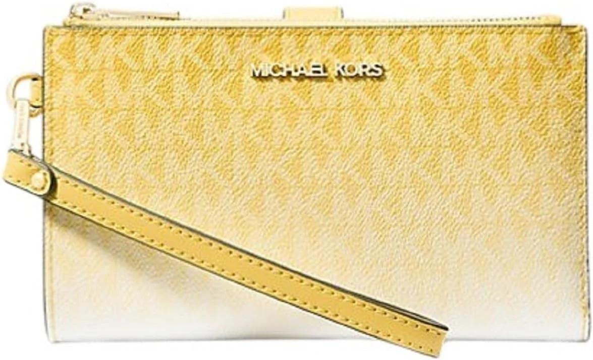 کیف پول مچی دو زیپ بزرگ Michael Kors مدل Jet Set (زرد گل مینا)، زرد گل مینا، بزرگ