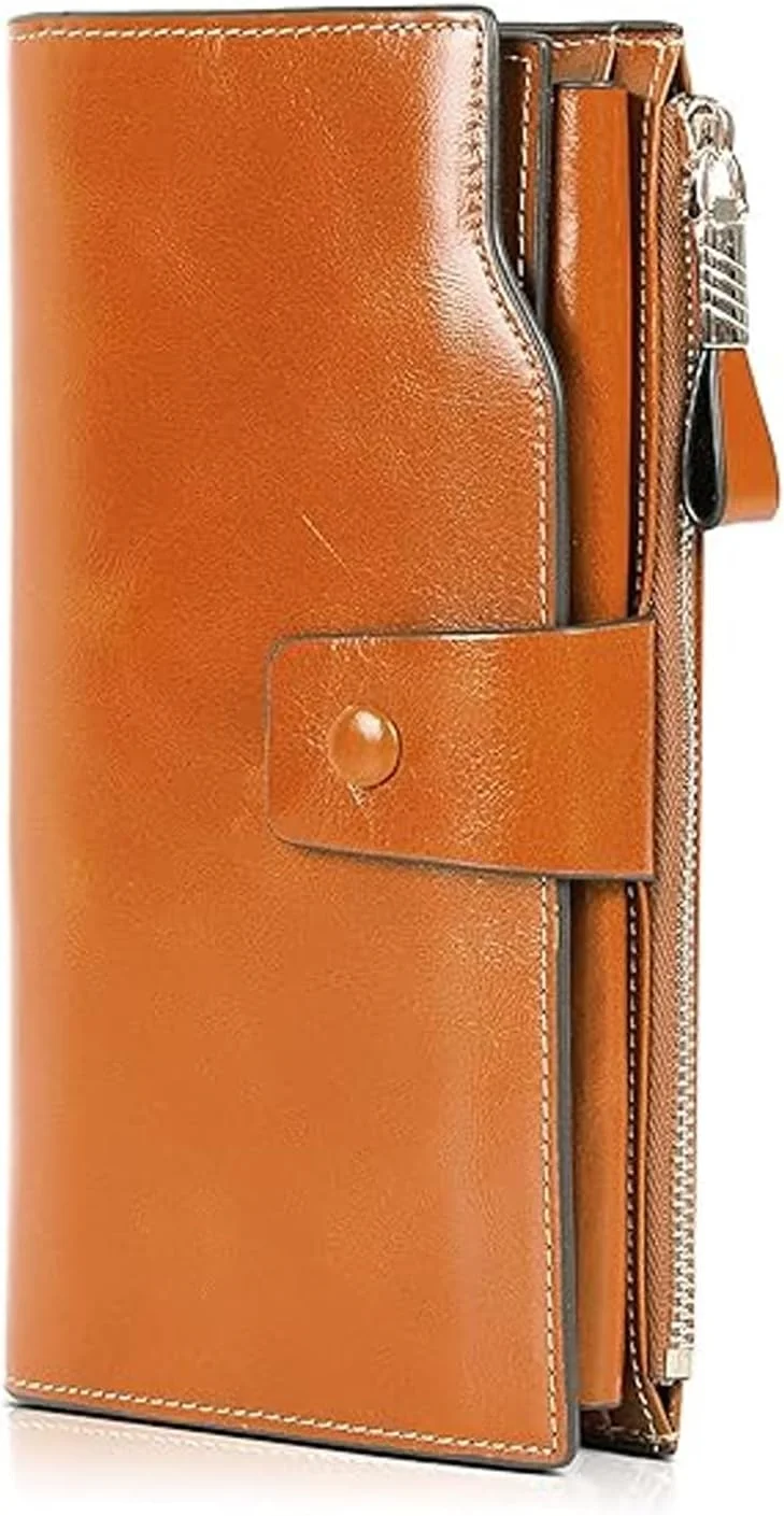 کیف پول چرمی زنانه اکسفور، کیف پول جادار با محفظه پول نقد و بند مچی کیف پول چرمی زنانه اکسفور، کیف پول جادار با محفظه پول نقد و بند مچی