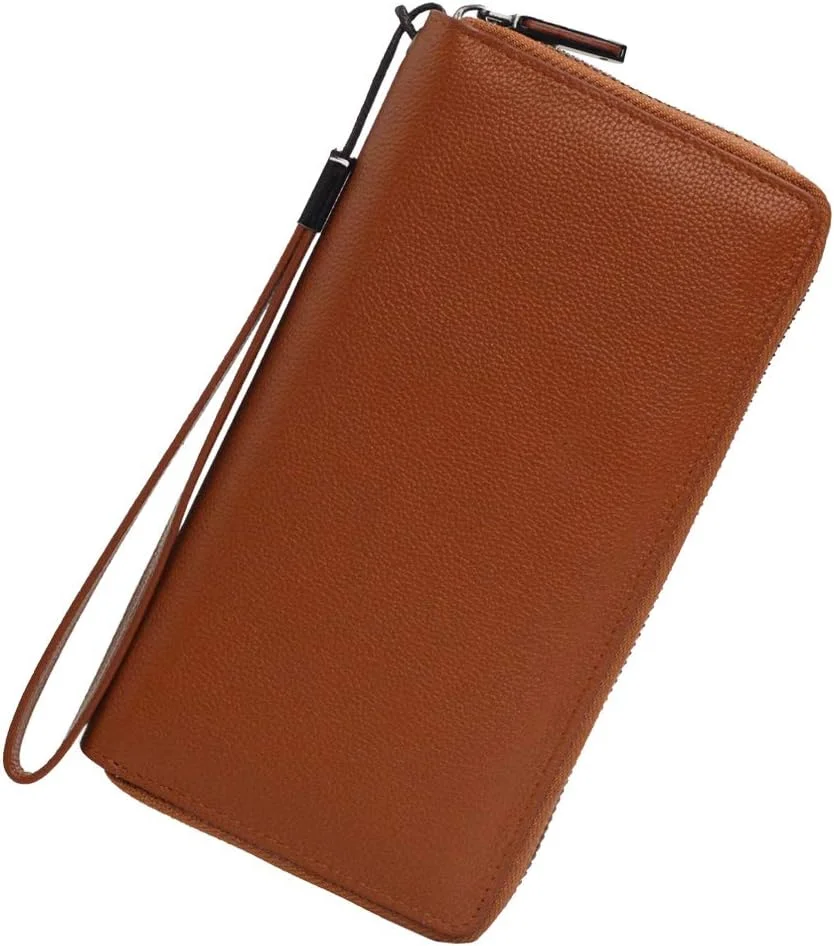 کیف پول زنانه چرم زیپ دار با ظرفیت بالا، مناسب برای تلفن همراه و مسافرت، قهوه ای، بزرگ کیف پول زنانه چرم زیپ دار با ظرفیت بالا، مناسب برای تلفن همراه و مسافرت، قهوه ای، بزرگ