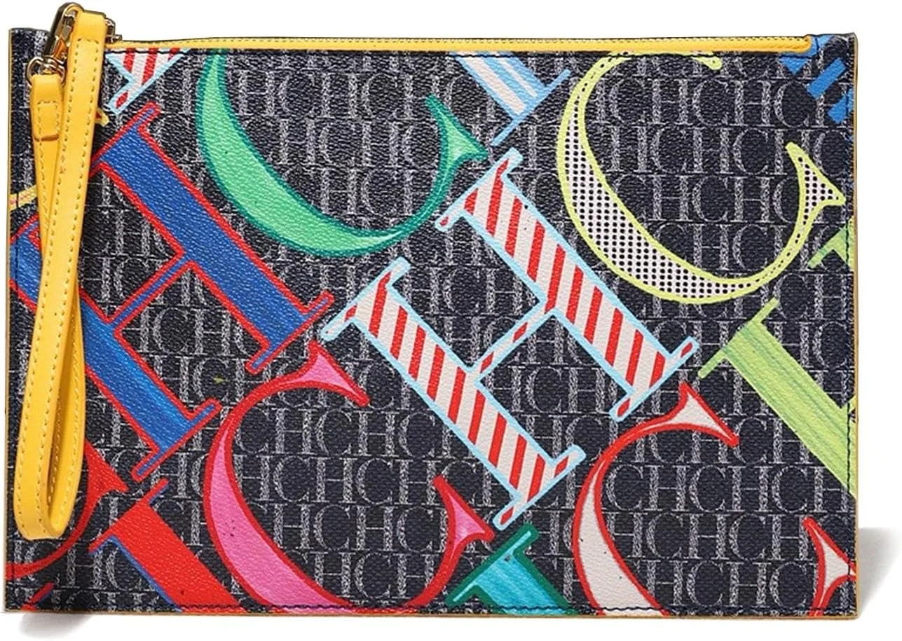 کیف پول بلند چند منظوره زنانه، چرم مصنوعی PU، طرح حروف چاپی، کیف کلاچ مچی بزرگ و نرم با بند زیپ طلایی