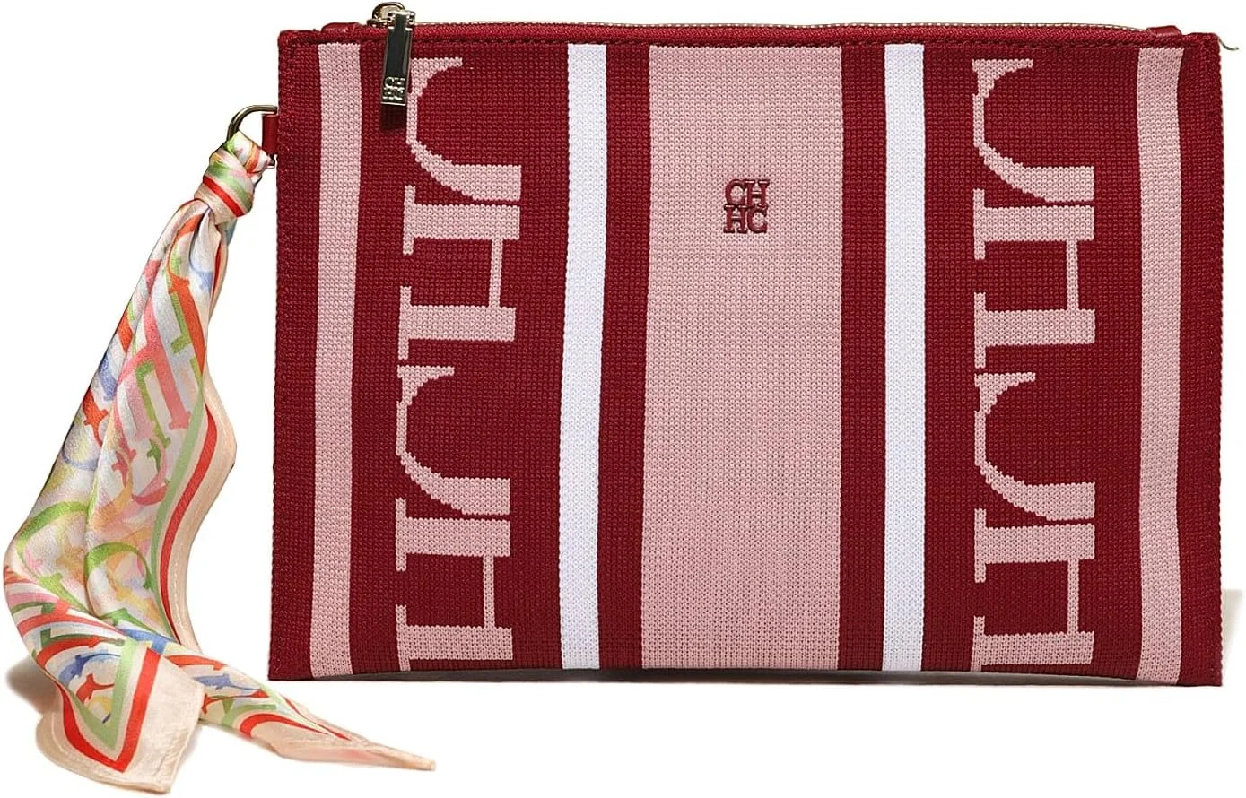 کیف پول زنانه بزرگ جادار، کیف دستی پاکتی چرم PU طرح دار با بند زیپ طلایی