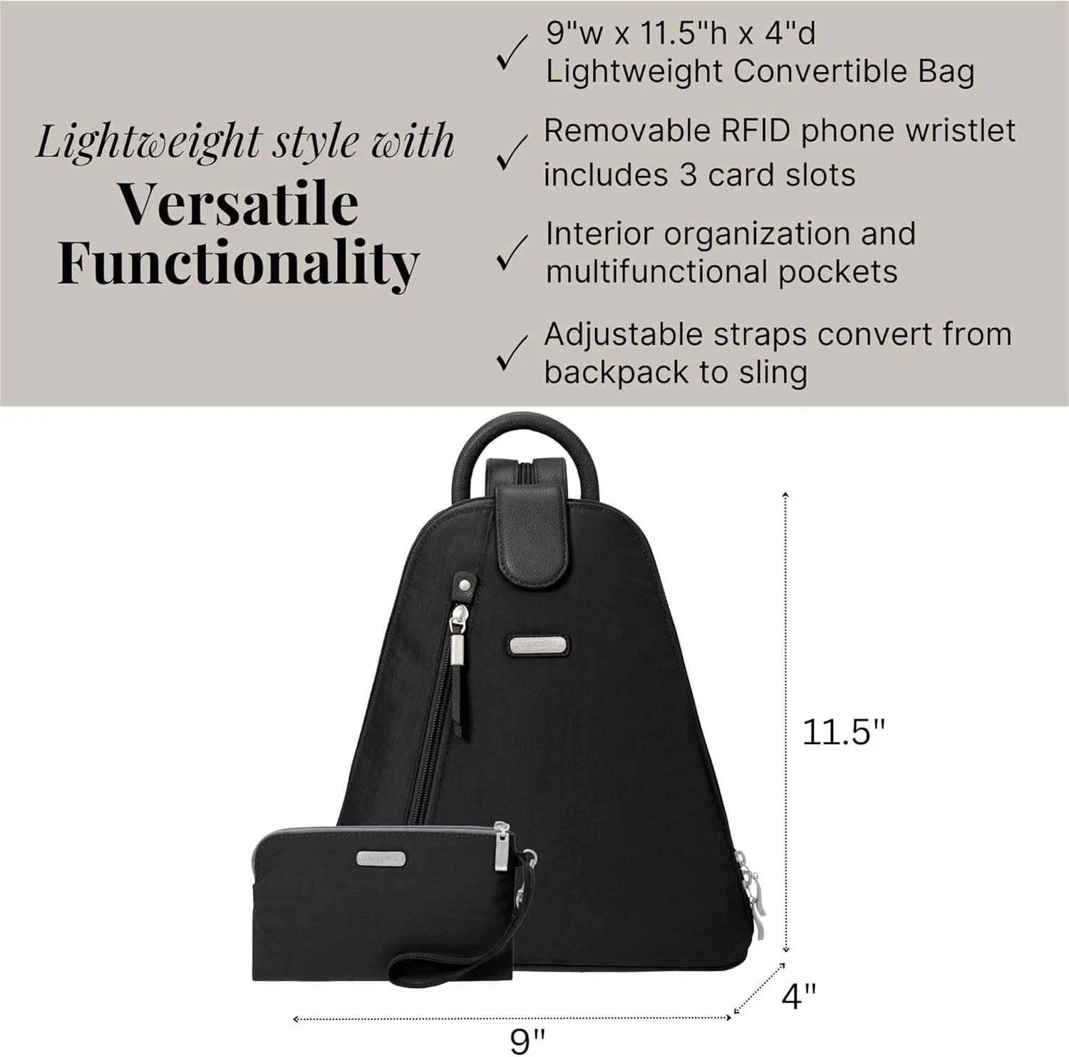 کیف کوله پشتی زنانه Baggallini Metro به همراه کیف مچی موبایل RFID کیف کوله پشتی زنانه Baggallini Metro به همراه کیف مچی موبایل RFID