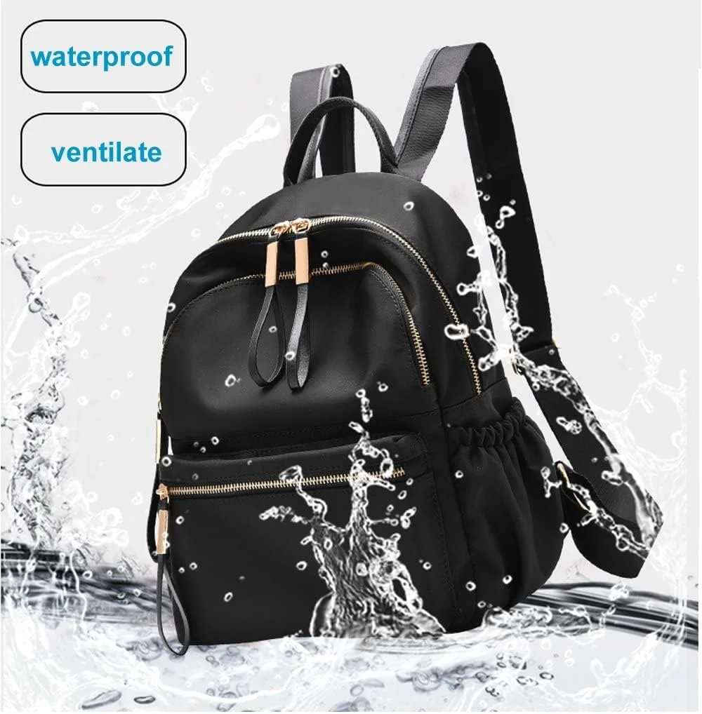 کوله پشتی کوچک آکسفورد ضد آب SYOSI برای زنان، کیف مدرسه برای دختران، کوله پشتی مینی برای کودکان و بزرگسالان، کوله پشتی شیک زنانه قابل تبدیل به کیف شانه (مشکی)