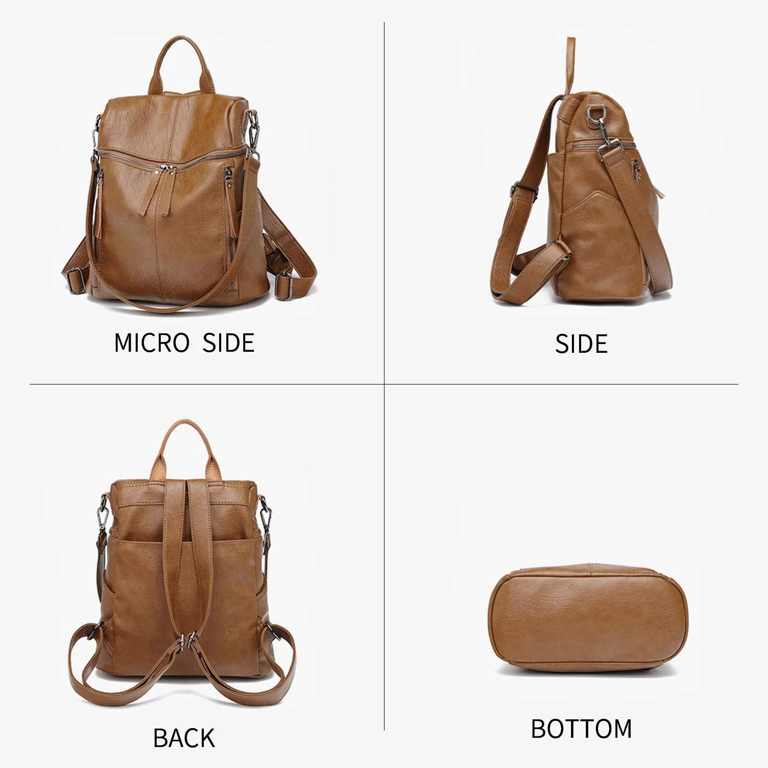 کیف کوله پشتی زنانه SYKT، کیف چرمی PU شیک برای مدرسه و کیف های دستی و کیف های دوشی