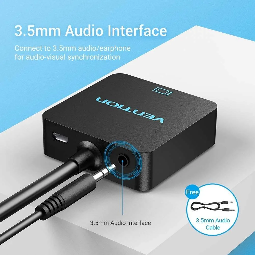 تبدیل HDMI به VGA، با پورت مادگی میکرو USB و صدا، 0.15 متر، مشکی | ACRBB