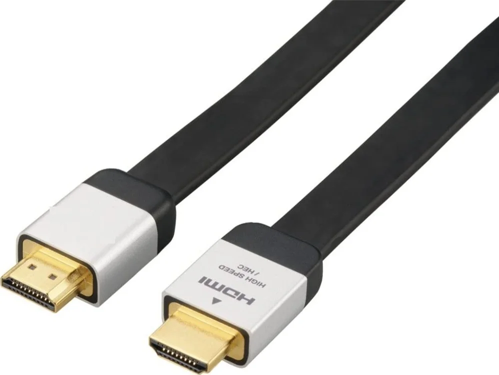 کابل HDMI تخت نر به نر سرعت بالا، با روکش طلایی، نرخ داده 10.2 گیگابیت در ثانیه، دسته‌های فلزی، طول 2 متر، مشکی | DLC-HE20HF