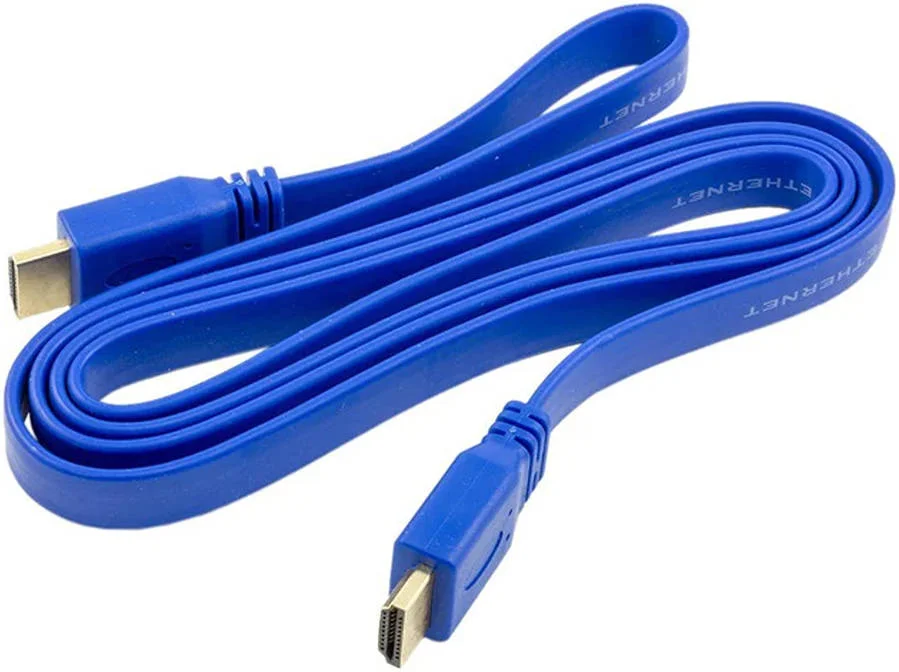 کابل تخت یونیورسال HDMI نر به نر V1.4 سرعت بالا، Full HD 1080p@60Hz، Ultra HD 3840×2160@30Hz، سرعت انتقال تا 10.2 گیگابیت بر ثانیه، برای تلویزیون / پروژکتور / مانیتور کامپیوتر / لپ تاپ، 1.5 متر، آبی