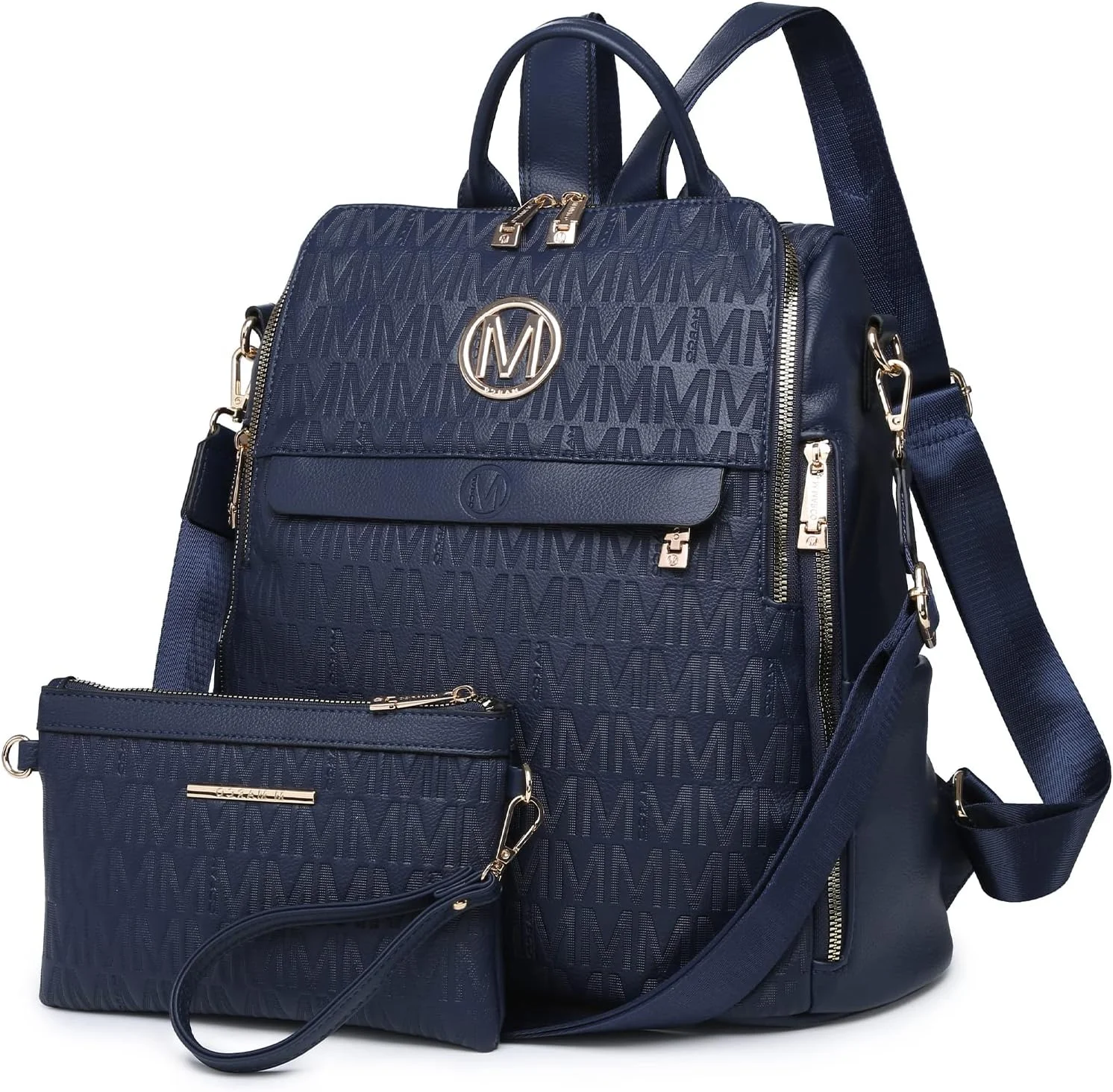 کیف کوله پشتی زنانه MKP، کیف دستی چرمی PU قابل تبدیل، کوله پشتی متوسط زنانه، کیف شانه ای مسافرتی و کیف دستی 2 تکه