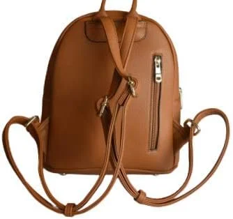 کیف دستی کوله پشتی دخترانه کوچک Alyssa با پاپیون و سخت افزار طلایی، دارای زیپ جلویی، چرم (BS-3312 BR) - قهوه ای