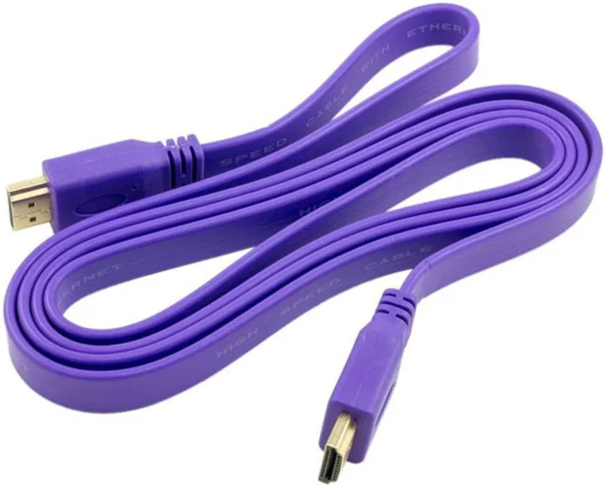 کابل تخت یونیورسال HDMI نر به نر V1.4 سرعت بالا، Full HD 1080p@60Hz، Ultra HD 3840×2160@30Hz، سرعت انتقال تا 10.2 گیگابیت بر ثانیه، برای تلویزیون / پروژکتور / مانیتور کامپیوتر / لپ تاپ، 1.5 متر، بنفش