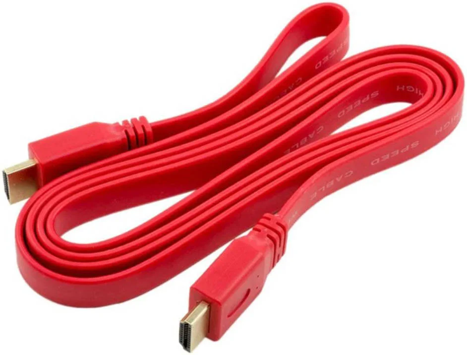 کابل تخت HDMI نر به نر یونیورسال V1.4 با سرعت بالا، Full HD 1080p@60Hz، Ultra HD 3840×2160@30Hz، سرعت انتقال تا 10.2 گیگابیت بر ثانیه، برای تلویزیون / پروژکتور / مانیتور کامپیوتر / لپ تاپ، 1.5 متر، قرمز