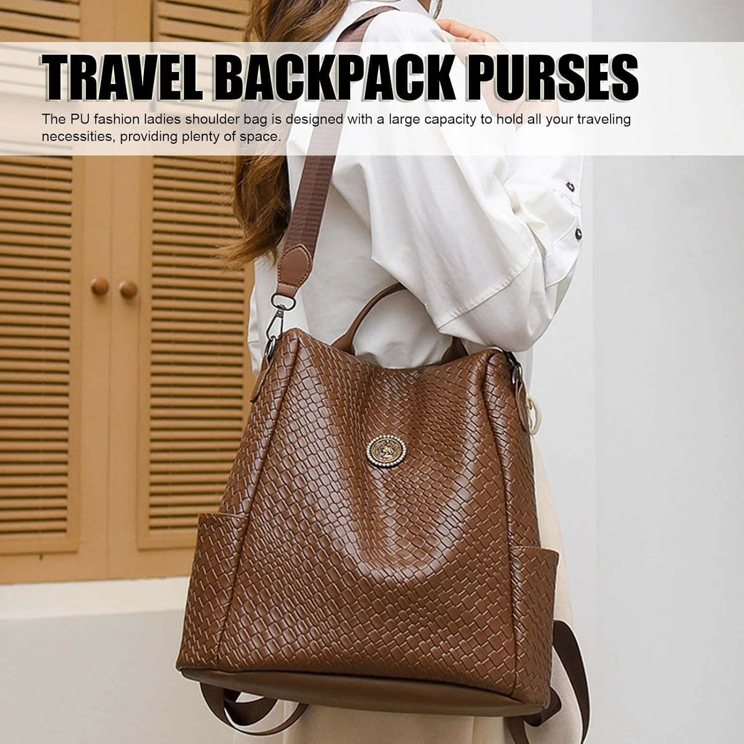 کیف کوله پشتی چرمی PU زنانه، کیف دستی چند منظوره مد روز، کیف های شانه ای زنانه، کوله پشتی مسافرتی، کوله پشتی بزرگ مسافرتی، کیف کوله پشتی کوچک زنانه