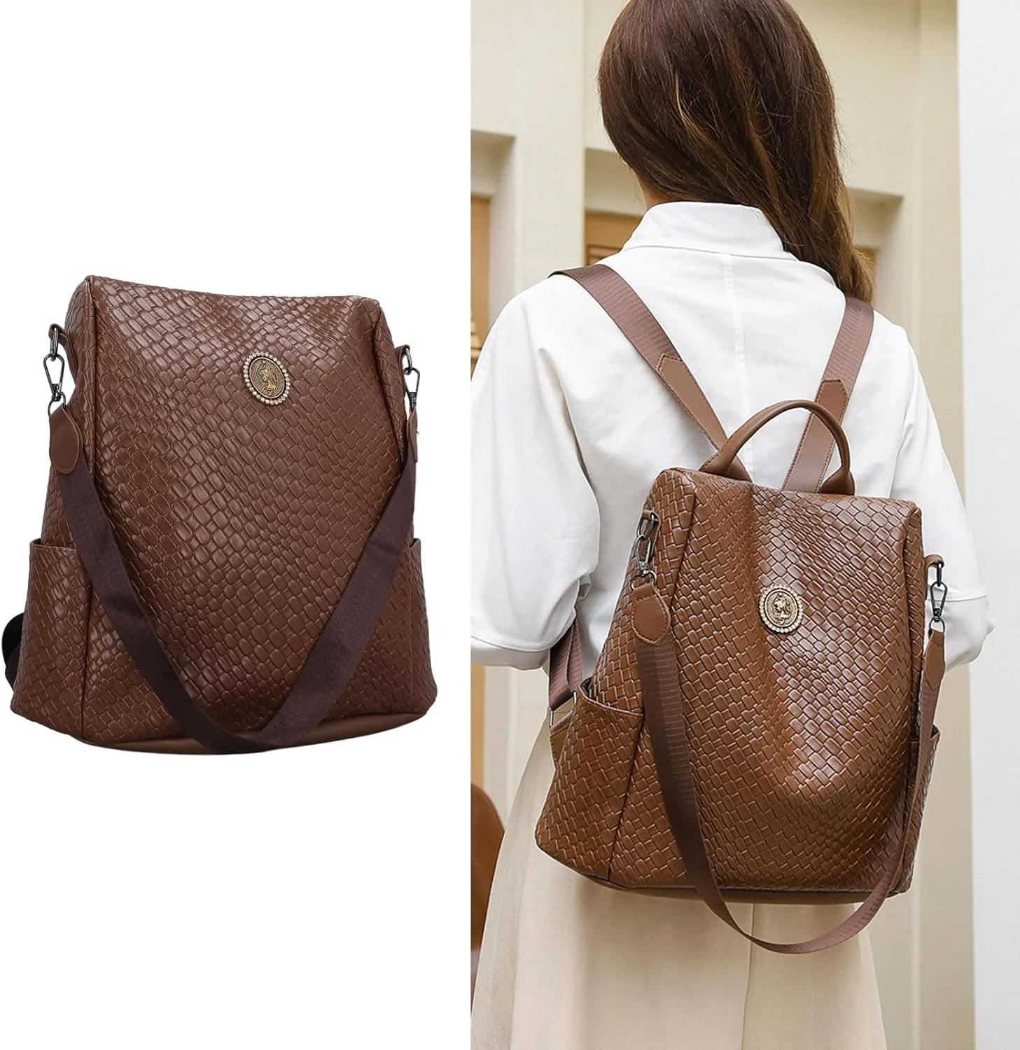 کیف کوله پشتی چرمی PU زنانه، کیف دستی چند منظوره مد روز، کیف های شانه ای زنانه، کوله پشتی مسافرتی، کوله پشتی بزرگ مسافرتی، کیف کوله پشتی کوچک زنانه