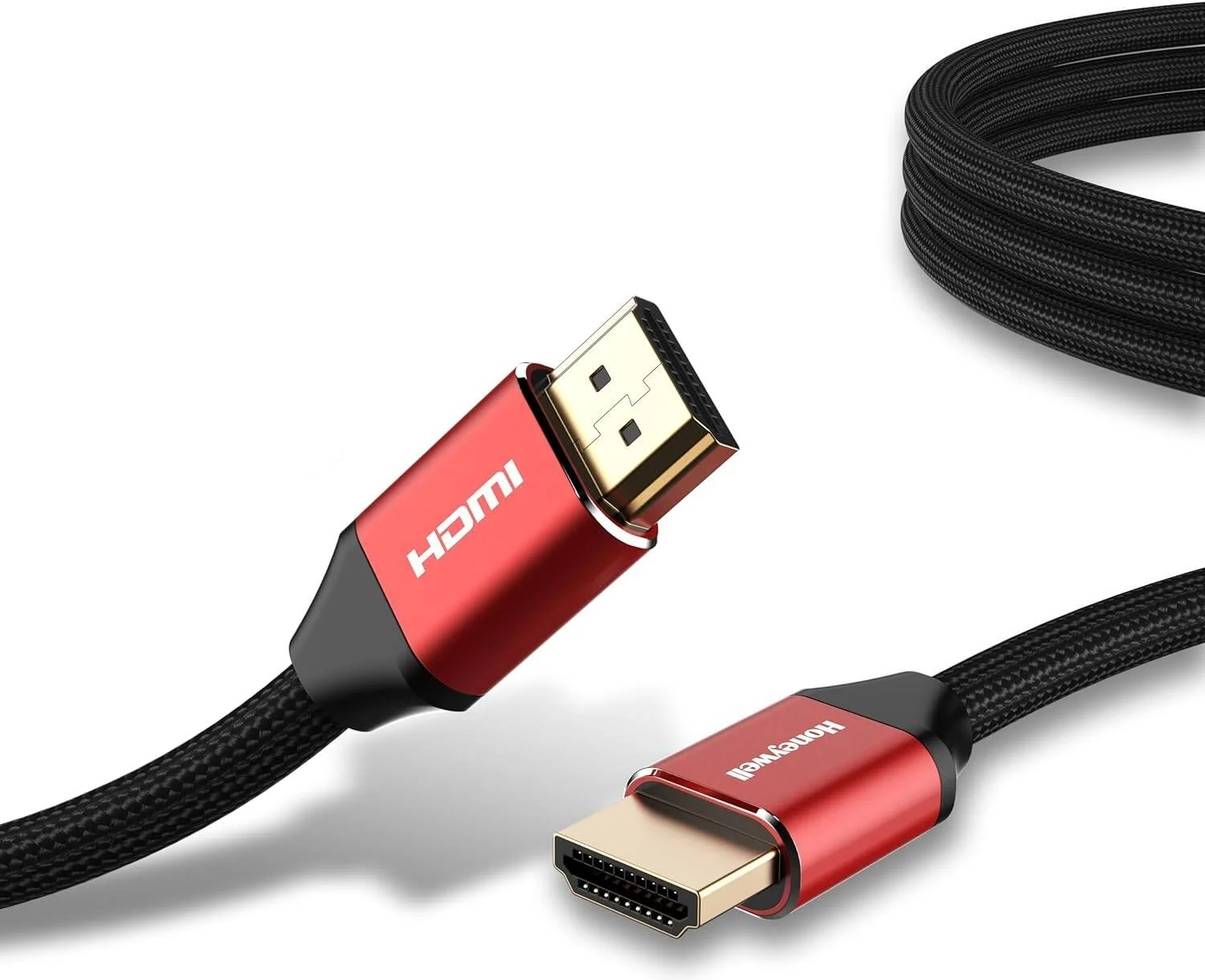 کابل HDMI 2.1 پرسرعت هانیول با اترنت، رزولوشن UHD 8K@60Hz، 4K@120Hz، طول 5 متر (16.4 فوت)، سرعت بالا 48 گیگابیت بر ثانیه، سازگار با تمام دستگاه های دارای HDMI | HC000021/HDM/5M/RED/V2.1