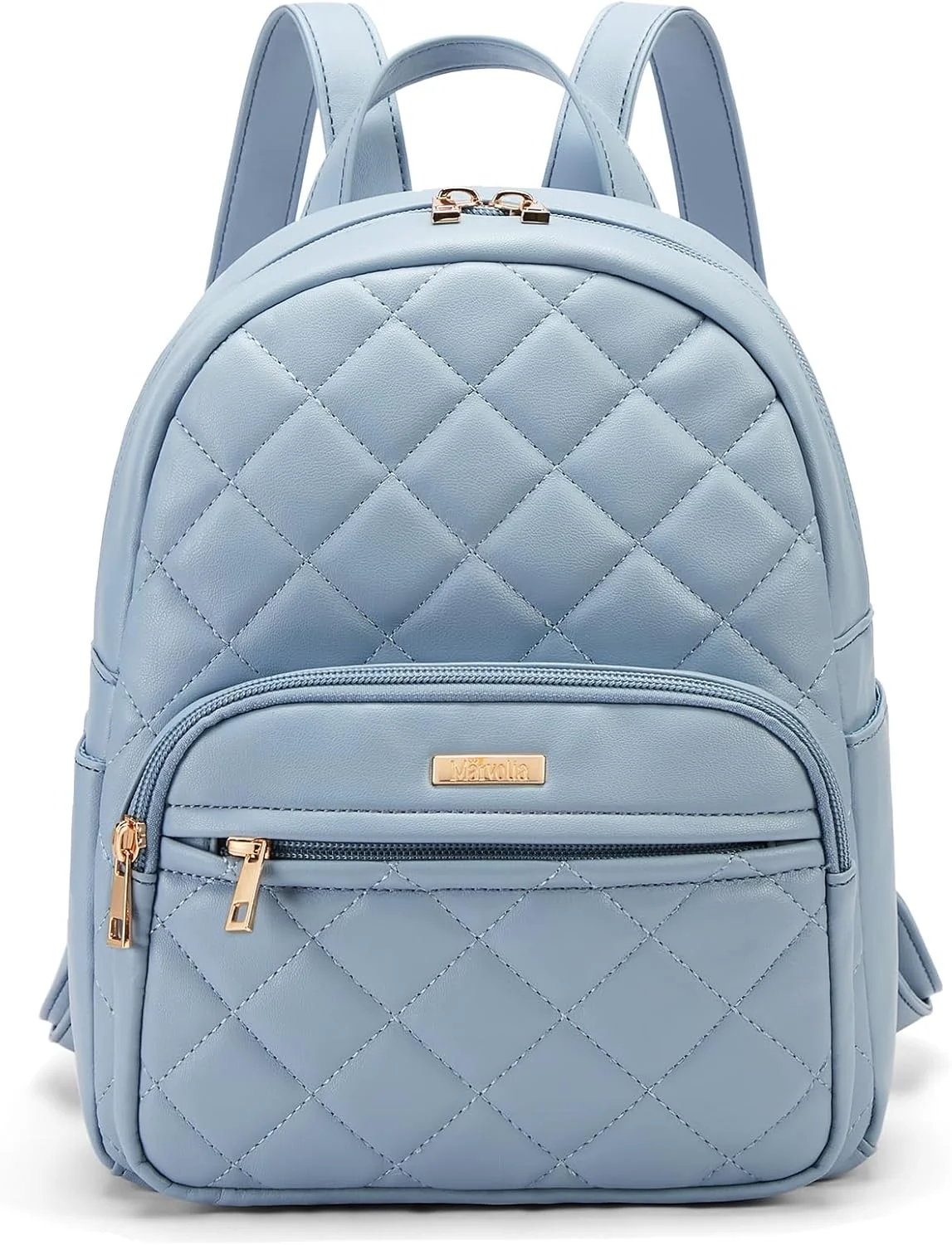 کیف کوله پشتی کوچک زنانه Marvolia - کوله پشتی شیک و کوچک از جنس چرم مصنوعی برای سفر، کار و خرید، آبی روشن، کوچک، مدرن