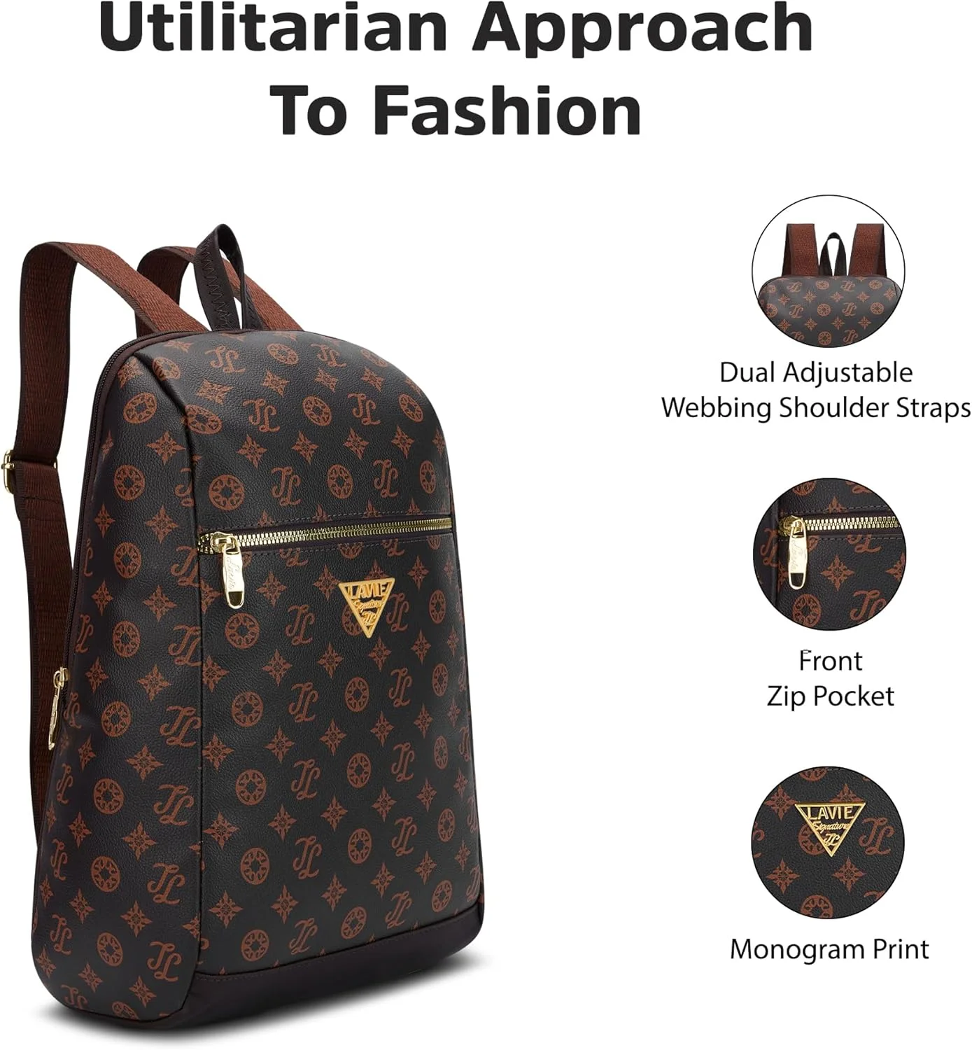 کوله پشتی فشن زنانه لاوی سیگنیچر مدل St.Louis با ظرفیت 11 لیتر | کوله پشتی جمع و جور | کیف دستی زنانه | کیف شانه ای شیک | هدیه برای خانم ها، قهوه ای، S