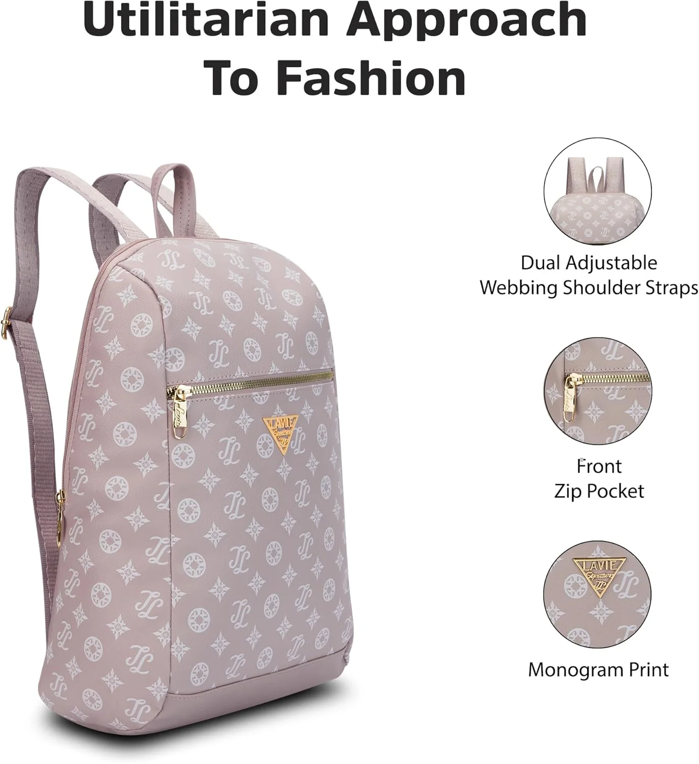 کوله پشتی زنانه لاوی سیگنیچر مدل St.Louis با ظرفیت 11 لیتر | کوله پشتی جمع و جور | کیف دستی زنانه | کیف شانه ای شیک | هدیه برای زنان، صورتی، سایز کوچک