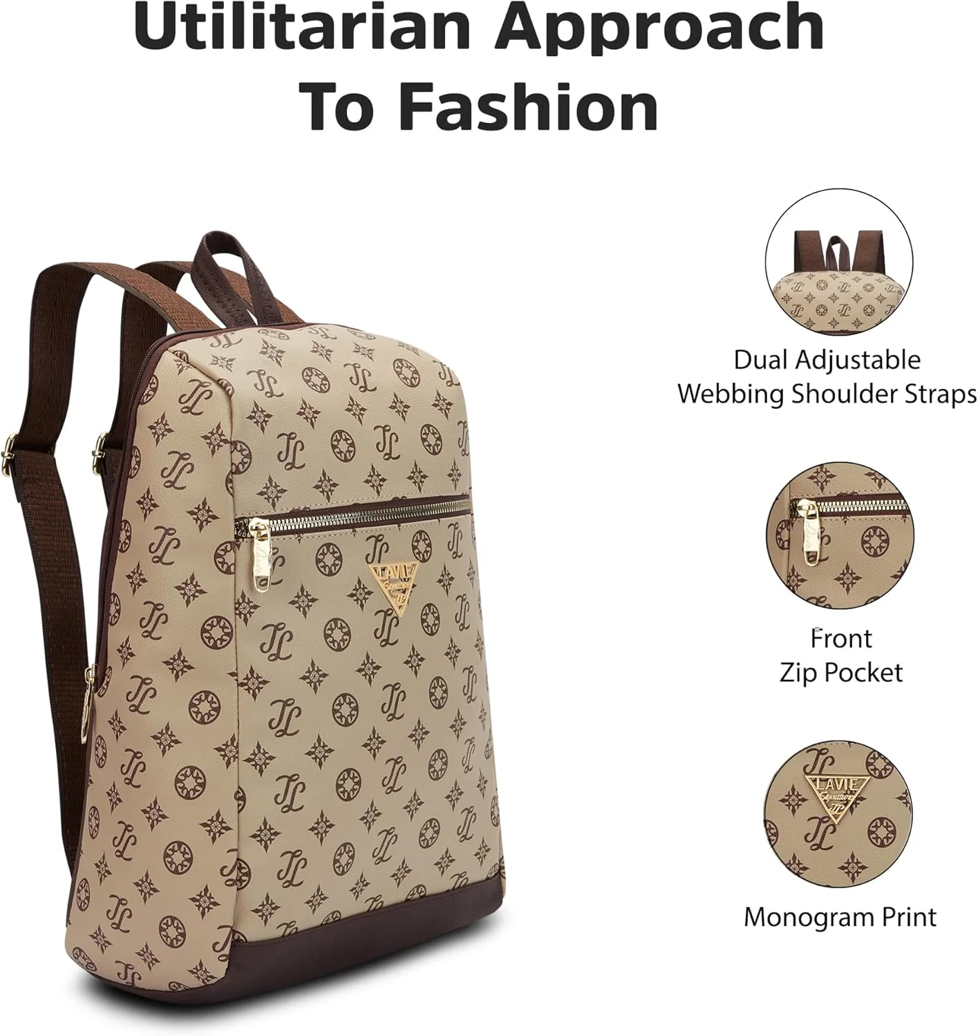 کوله پشتی فشن زنانه لاوی سیگنیچر مدل St.Louis با ظرفیت 11 لیتر | کوله پشتی جمع و جور | کیف دستی زنانه | کیف شانه ای شیک | هدیه برای خانم ها، طوسی، سایز S