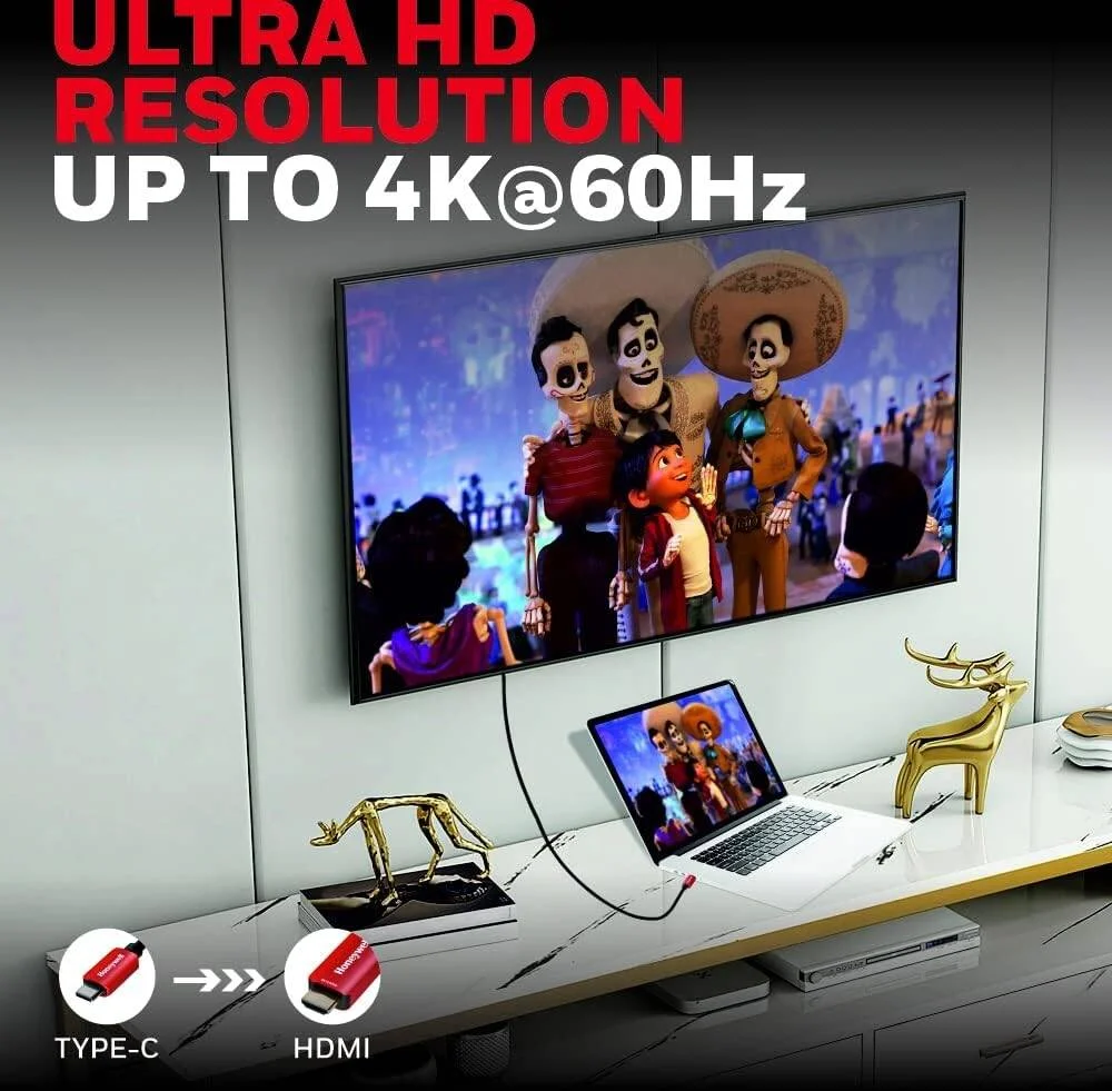 کابل تبدیل USB-C به HDMI 2.0 هانیول، رزولوشن 4Kx2K@60Hz UHD، طول 2 متر، سرعت 18 گیگابیت بر ثانیه، سرعت بالا، نر به نر، سازگار با تلویزیون، لپ تاپ، گوشی هوشمند USB-C، پروژکتور و غیره کابل تبدیل USB-C به HDMI 2.0 هانیول، رزولوشن 4Kx2K@60Hz UHD، طول 2 متر، سرعت 18 گیگابیت بر ثانیه، سرعت بالا، نر به نر، سازگار با تلویزیون، لپ تاپ، گوشی هوشمند USB-C، پروژکتور و غیره