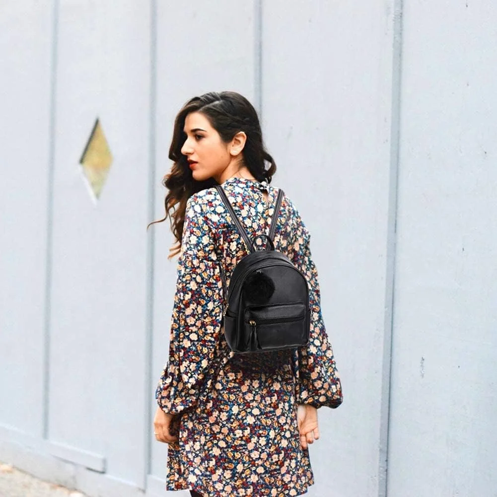 کیف کوله پشتی مینیاتوری IHAYNER برای دختران نوجوان و زنان، کیف چرمی PU با آویز تزئینی