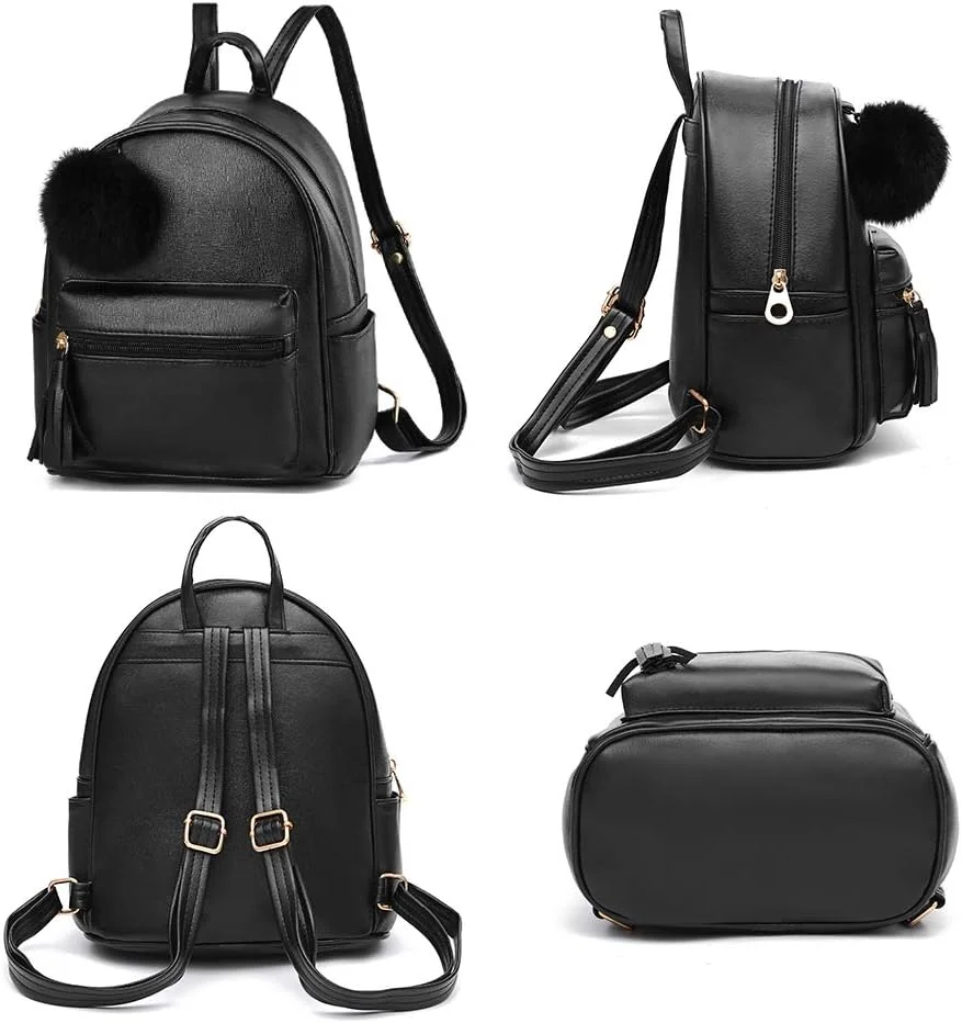 کیف کوله پشتی مینیاتوری IHAYNER برای دختران نوجوان و زنان، کیف چرمی PU با آویز تزئینی