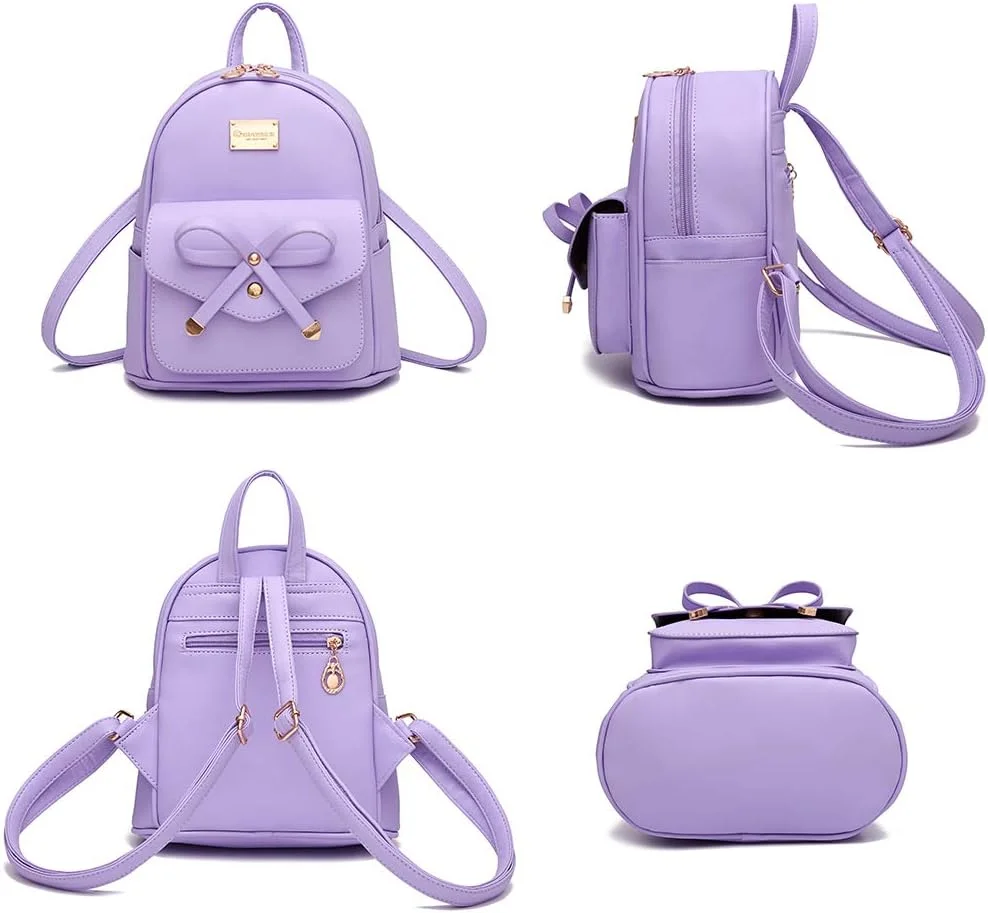 کیف کوله پشتی چرمی پاپیونی دخترانه، کیف کوچک برای زنان