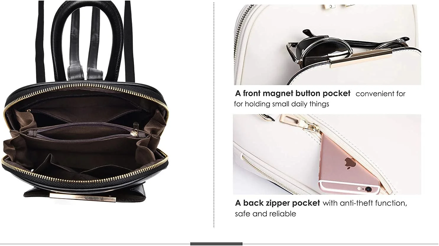 کوله پشتی چرمی زنانه HALALMODO، کیف مدرسه، کیف مسافرتی، کوله پشتی روزانه زنانه، کیف شیک و غیر رسمی