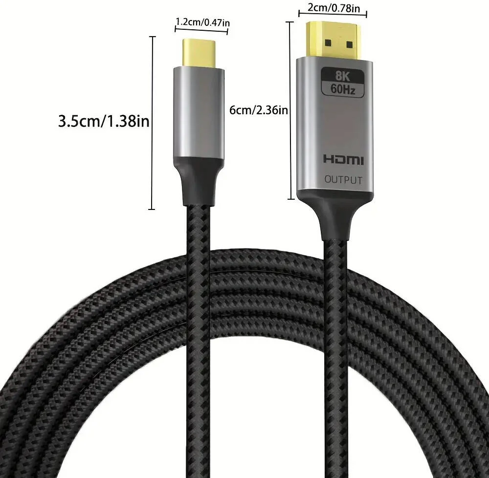 کابل USB-C به HDTV جاست‌لینک 201.17 سانتی‌متری، آداپتور پرسرعت تایپ C به HDTV با رزولوشن 8K@60Hz/4K@144Hz، شکل تخت، اترنت Cat5e، دارای منبع تغذیه USB، ولتاژ کاری 36 ولت، اندازه 2 متری