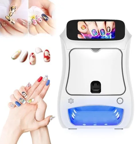 دستگاه چاپ ناخن هوشمند سه بعدی - دستگاه خودکار طراحی ناخن، نقاشی سریع 20 ثانیه ای، صفحه لمسی، اتصال WiFi/USB، ایده آل برای خانه و سالن های ناخن، طراحی دیجیتال بنفش